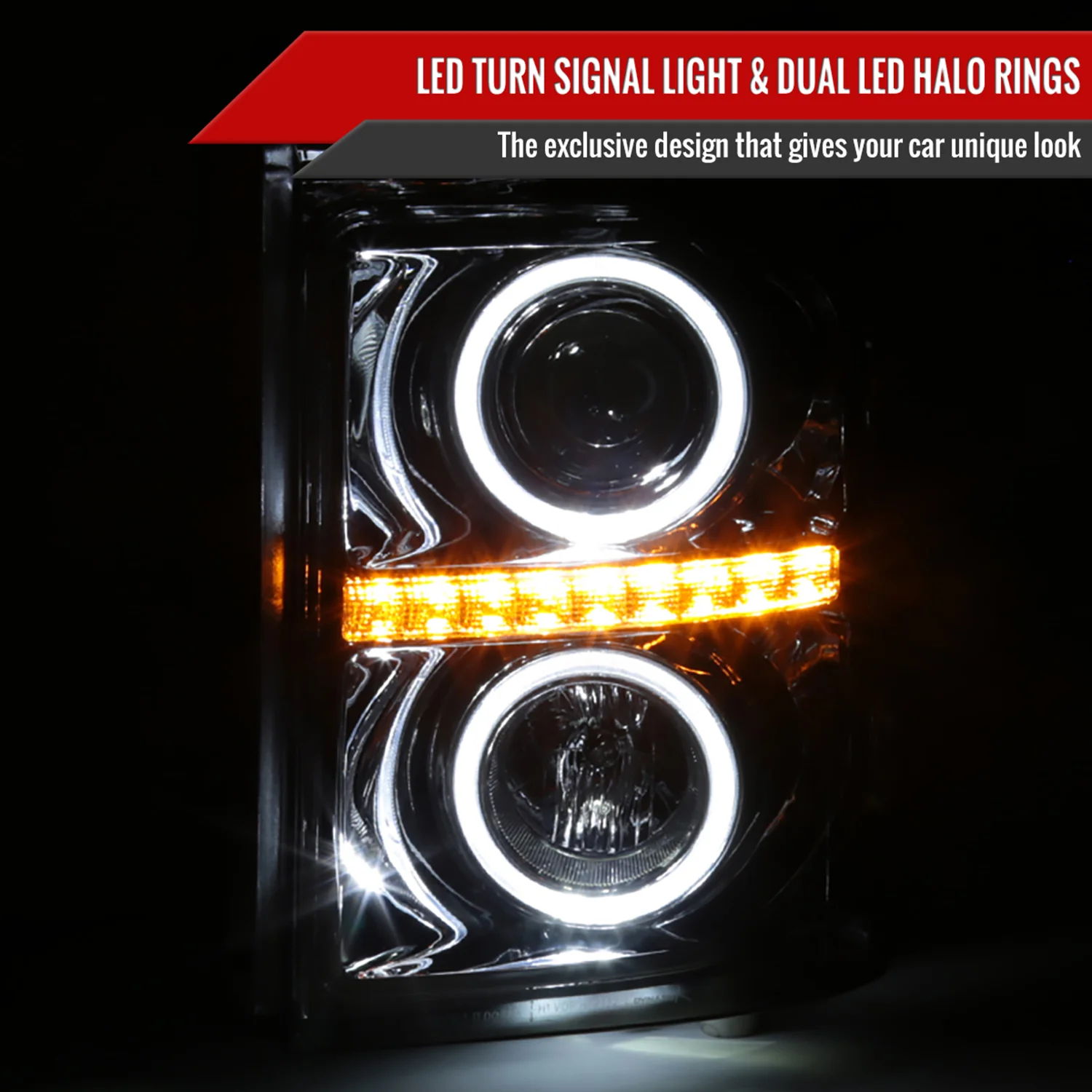 2011-2016 F-250 F-350 F-450 F-550 Dual Halo Headlights LED Signal Smoke - Image 2