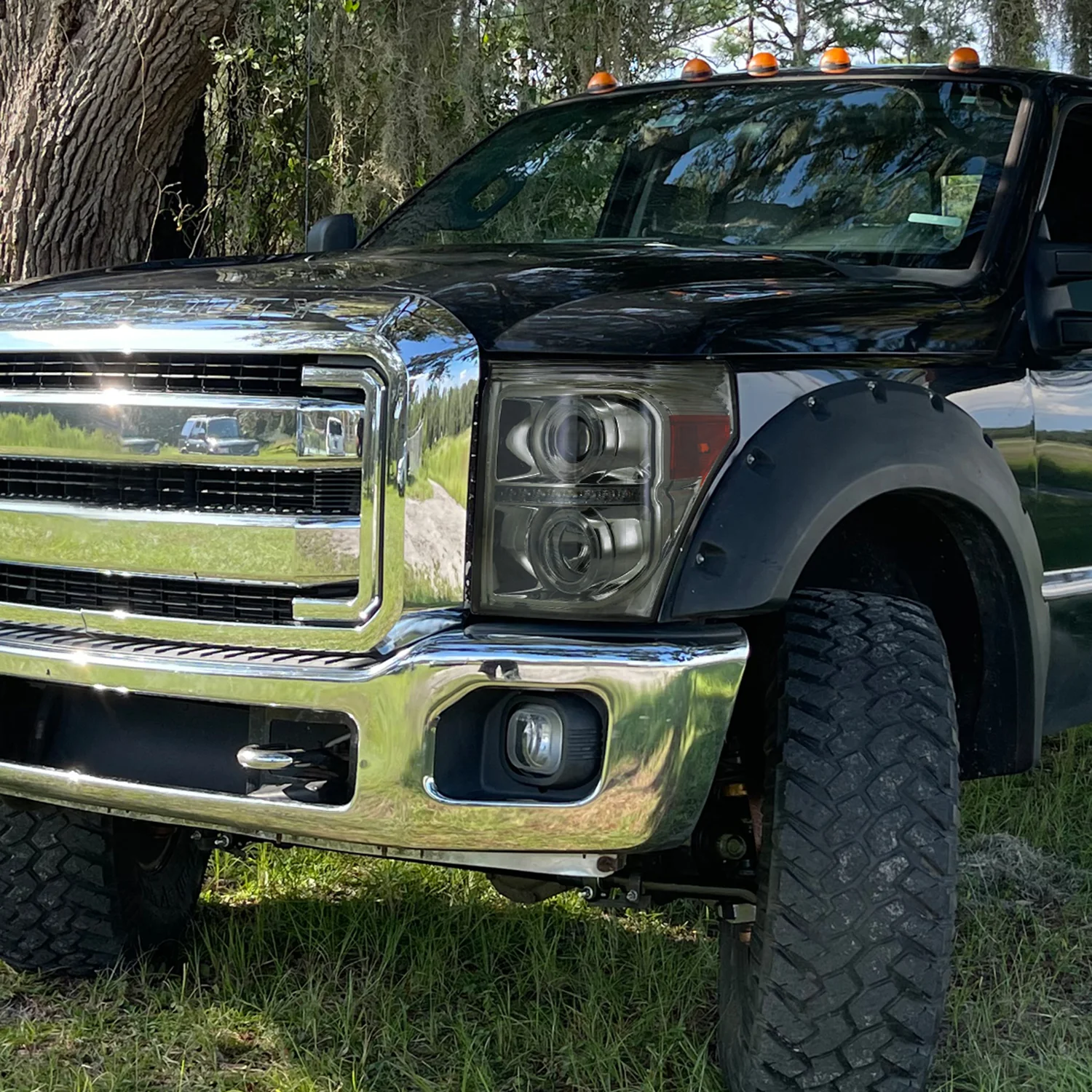2011-2016 F-250 F-350 F-450 F-550 Dual Halo Headlights LED Signal Smoke - Image 9