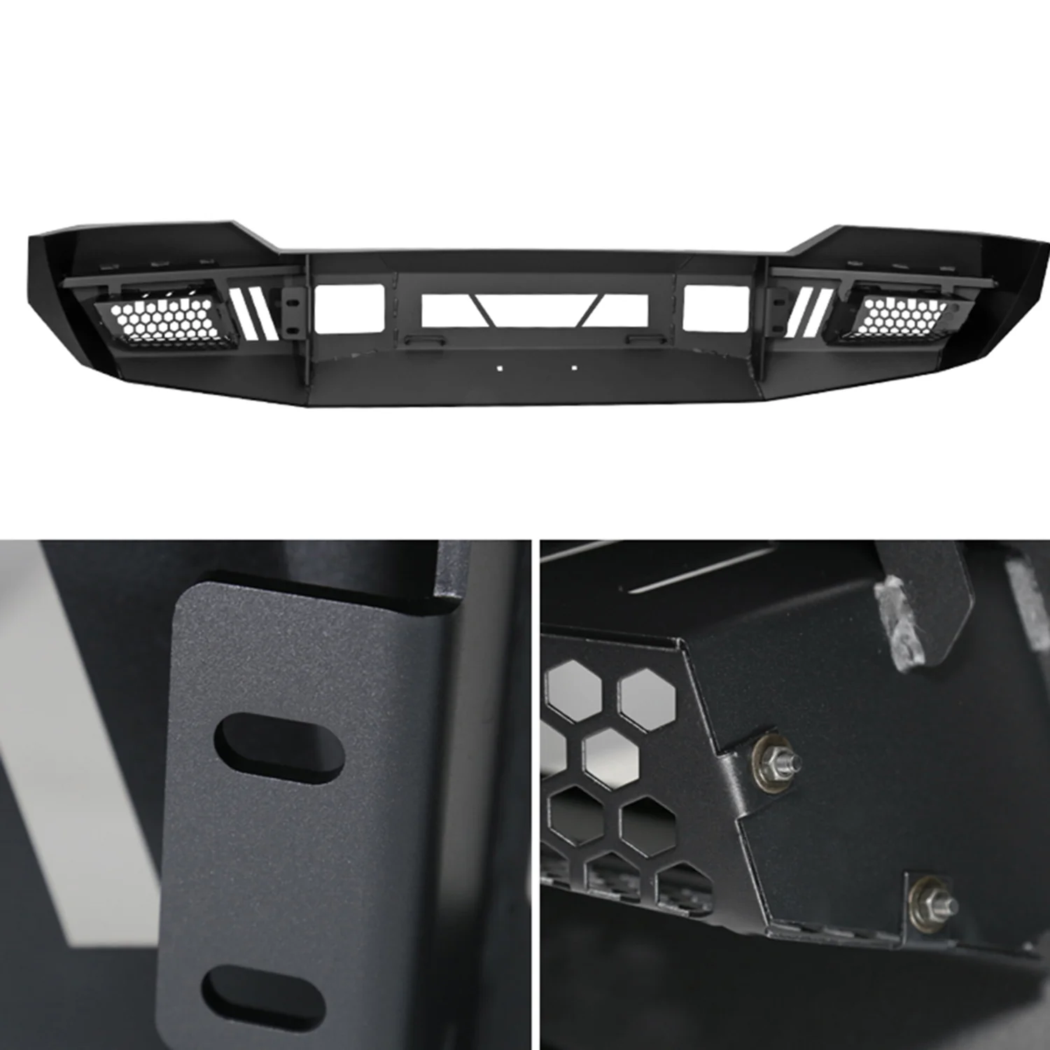 2011-2016 Ford F-150/F-250 Black Heavy Duty Steel Front Bumper LED Light Ports - Image 8