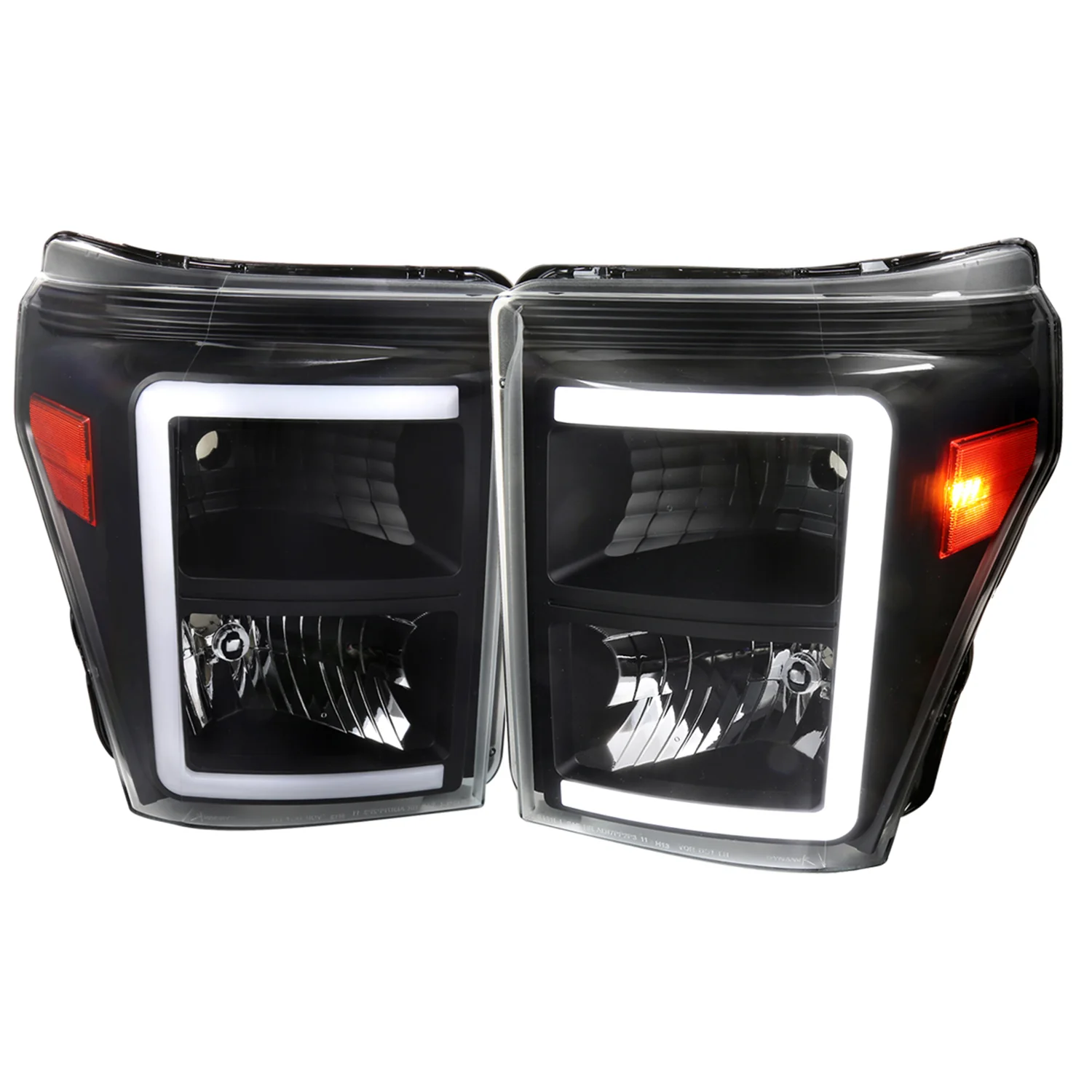 2011-2016 Ford F-250/350/450/550 Super Duty LED CBar Factory Headlights Black