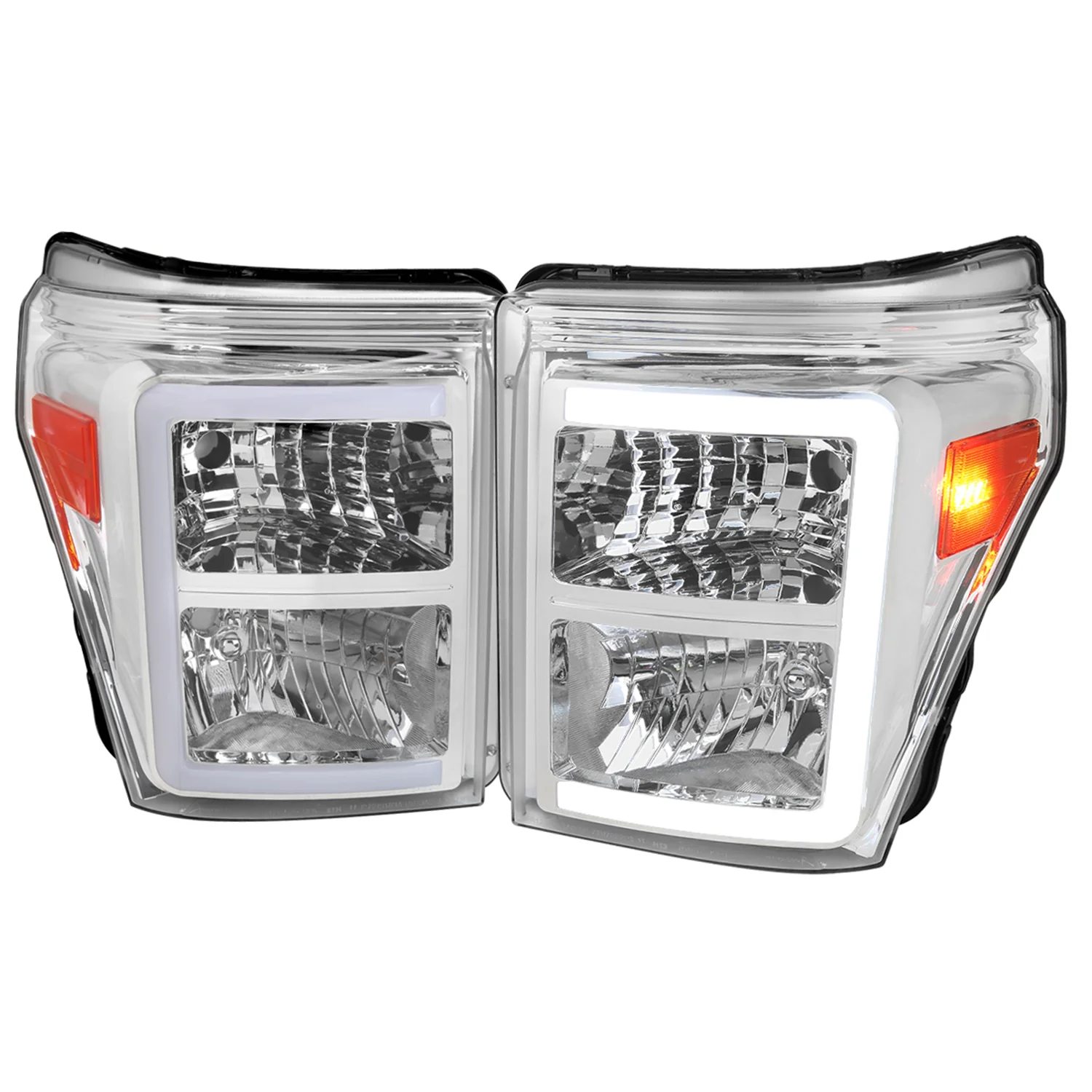 2011-2016 Ford F-250/350/450/550 Super Duty LED CBar Factory Headlights Chrome