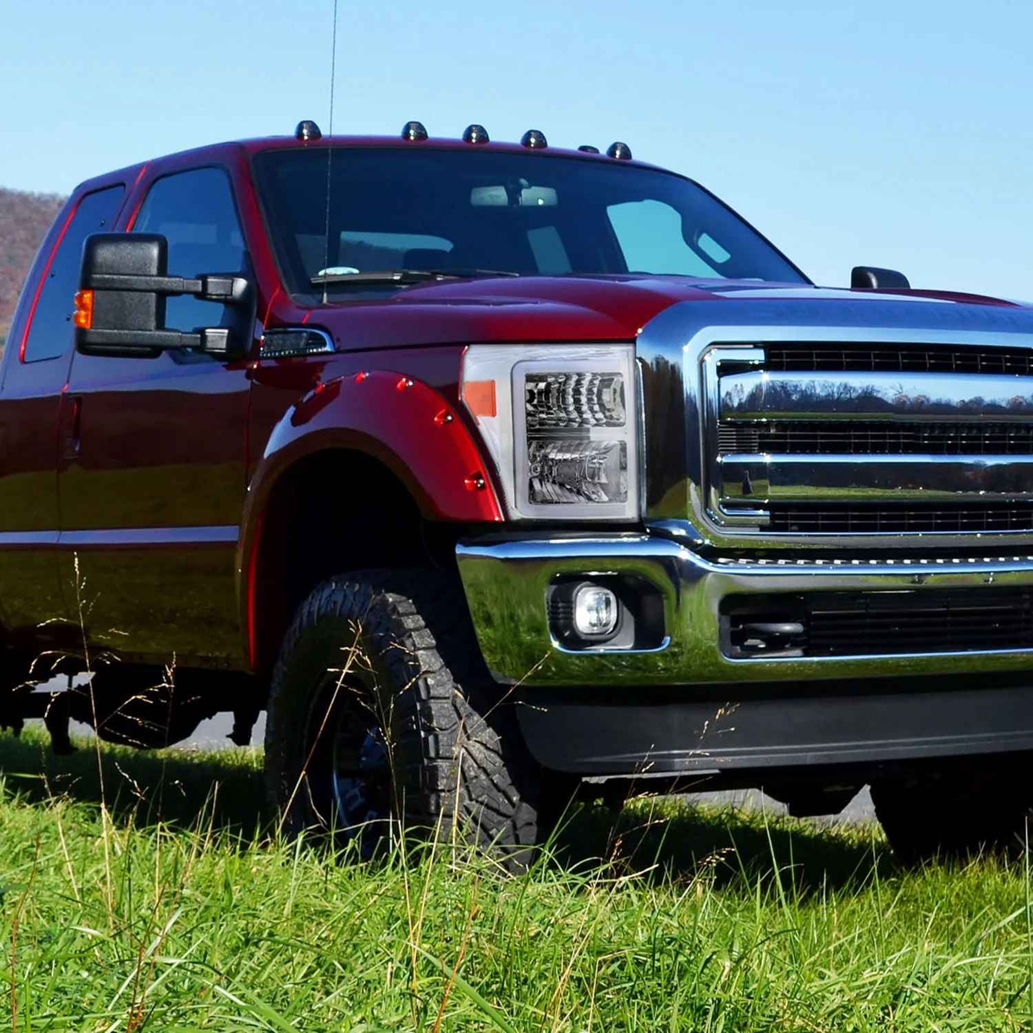 2011-2016 Ford F-250/350/450/550 Super Duty LED CBar Factory Headlights Chrome - Image 10