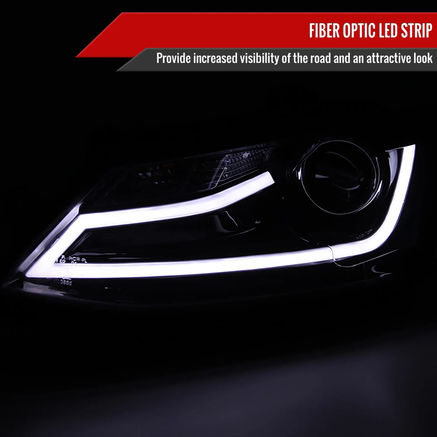 2011-2018 VW Jetta MK6 LED Bar Projector Headlights Glossy Black/Smoke Lens - Image 2