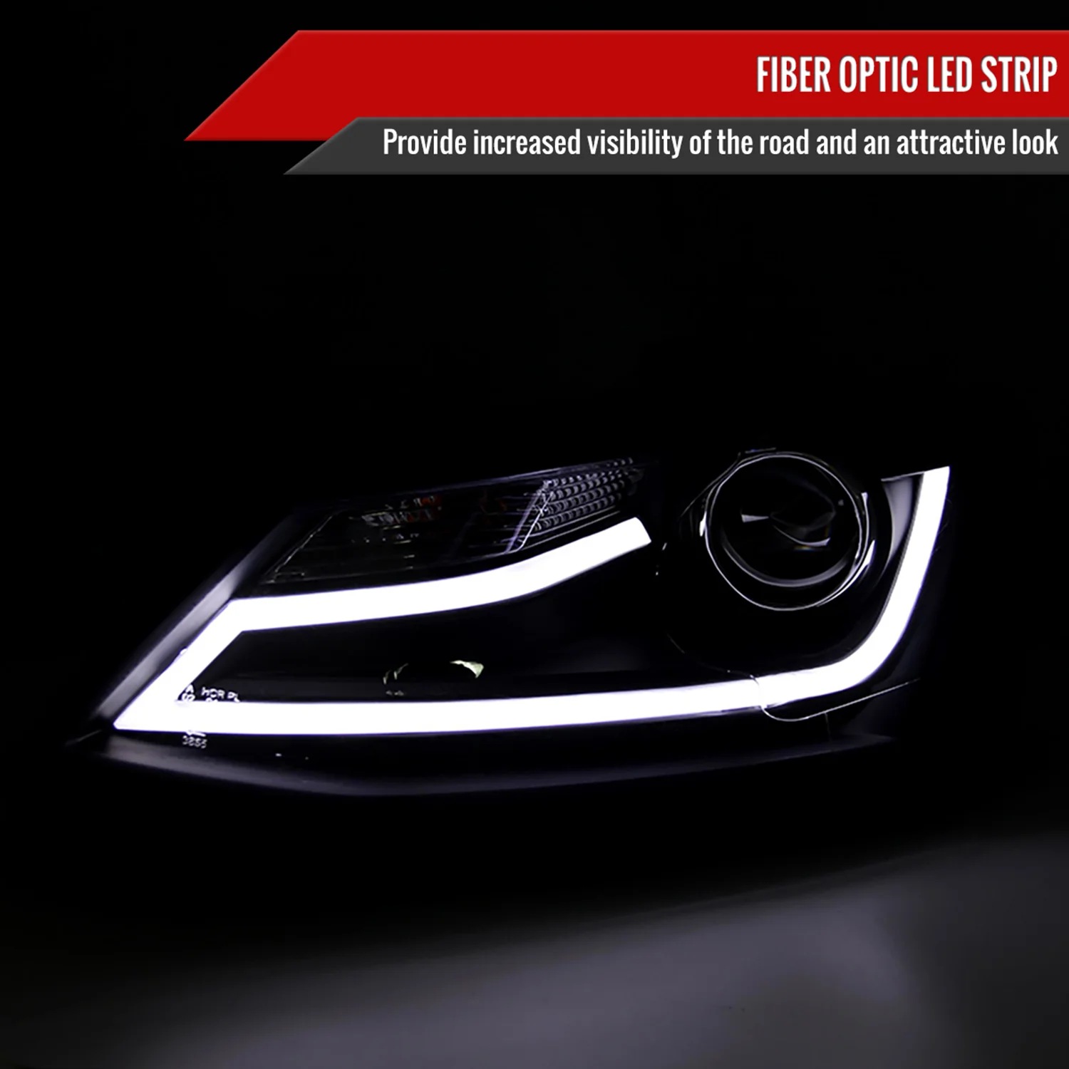 2011-2018 VW Jetta MK6 LED Bar Projector Headlights Matte Black/Clear Lens - Image 2