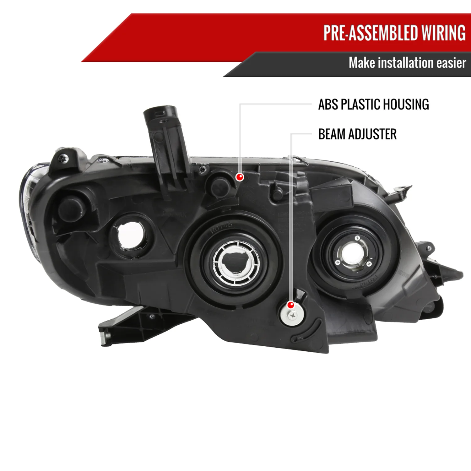 2011-2020 Toyota Sienna Driver/Left Side Projector Headlights Chrome/Clear - Image 7