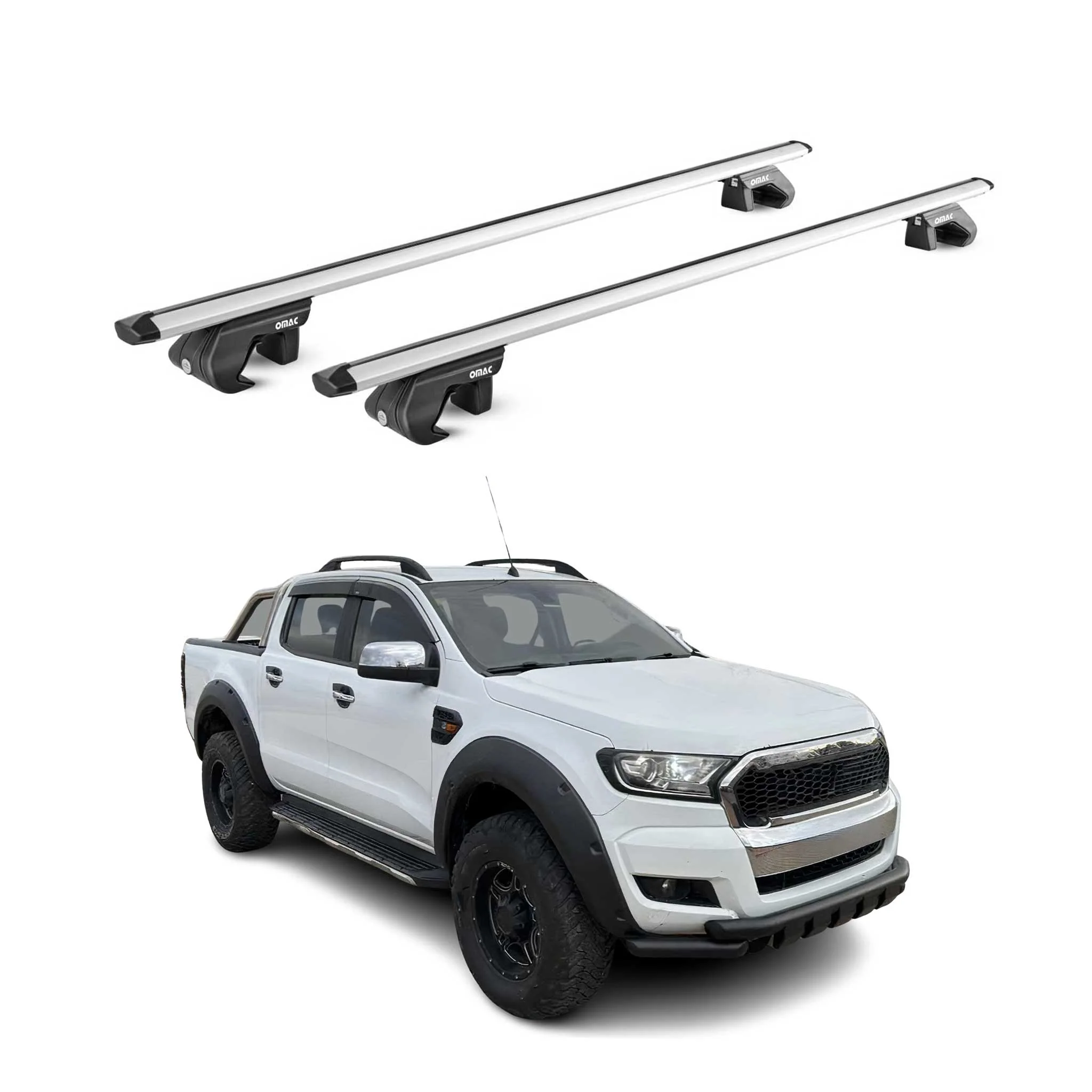 2011-2024 Ford Ranger Roof Rack Cross Bars Silver