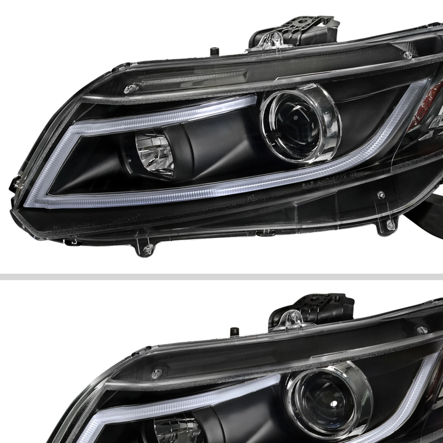 2012-2013 Honda Civic Coupe / 12-2015 Civic Sedan LED Bar Headlights Black - Image 2