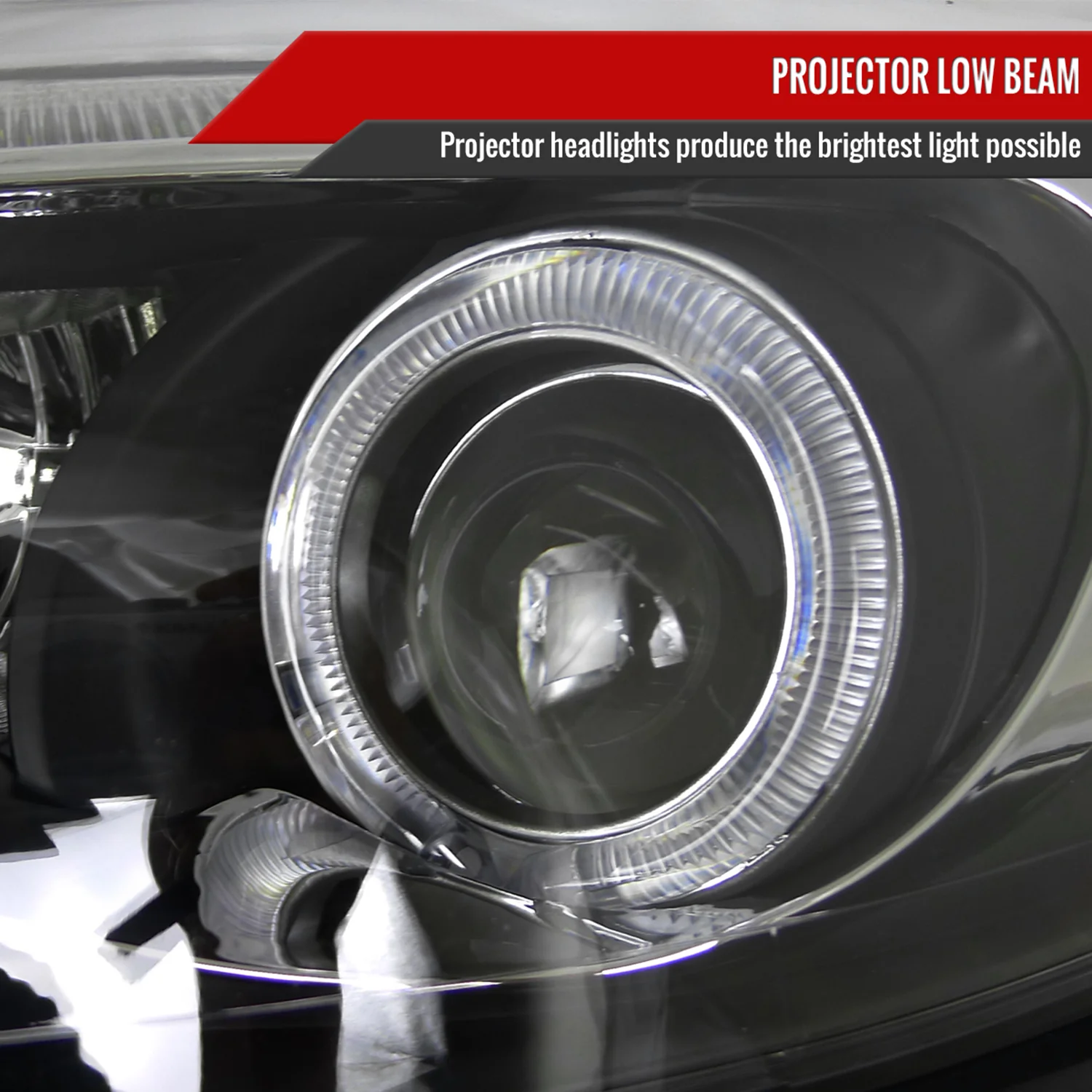 2012-2014 Ford Focus Halo Projector Headlights LED Light Strip Matt Black - Image 3