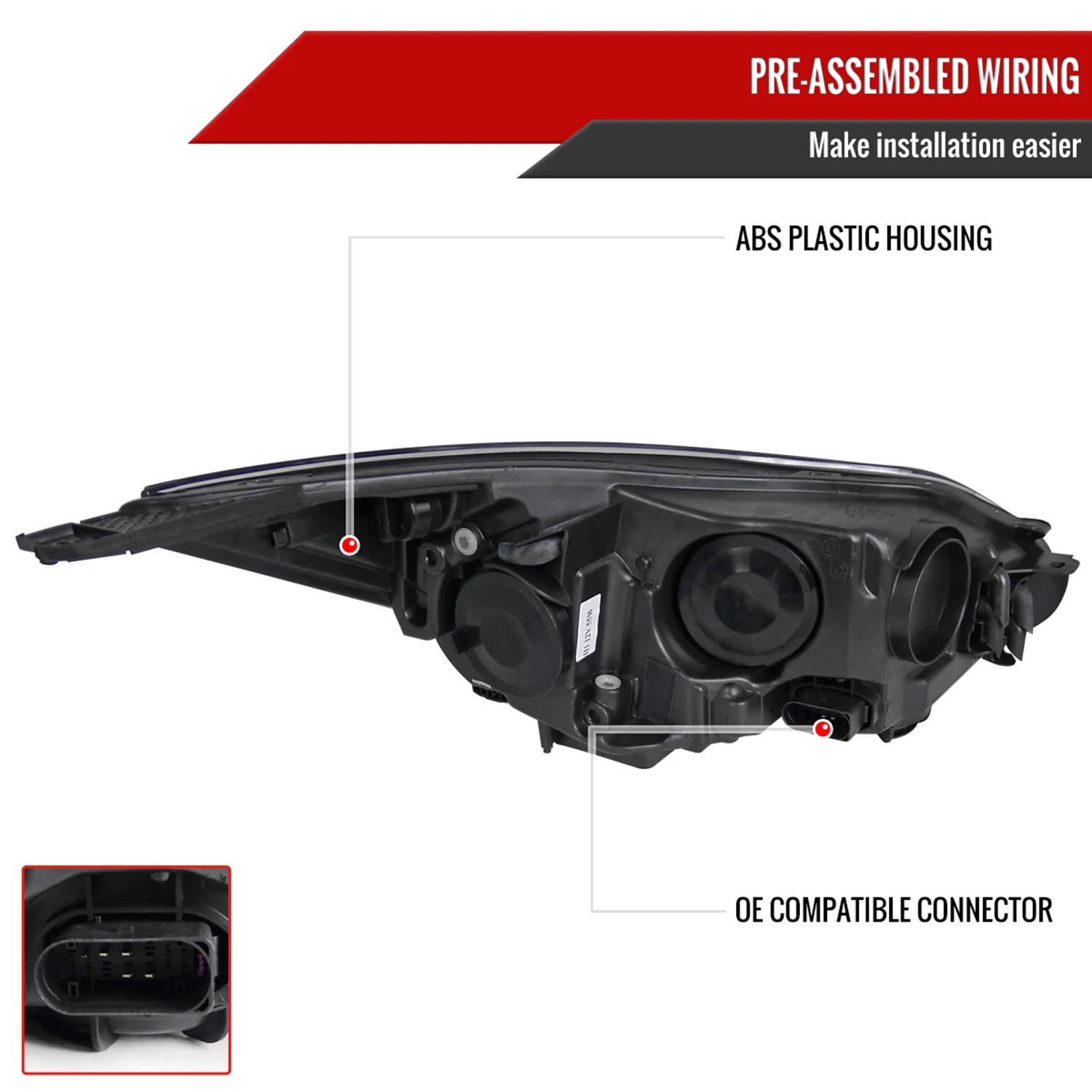 2012-2014 Ford Focus Halo Projector Headlights LED Light Strip Matt Black - Image 7