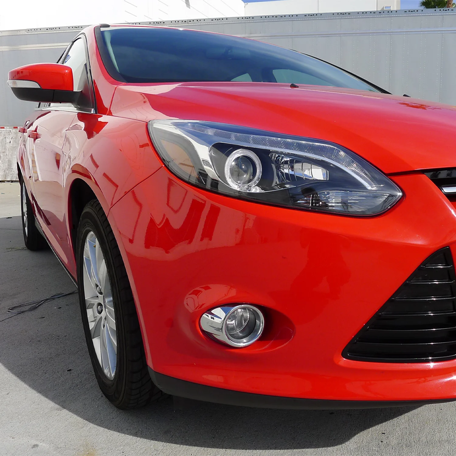 2012-2014 Ford Focus Halo Projector Headlights LED Light Strip Matt Black - Image 9