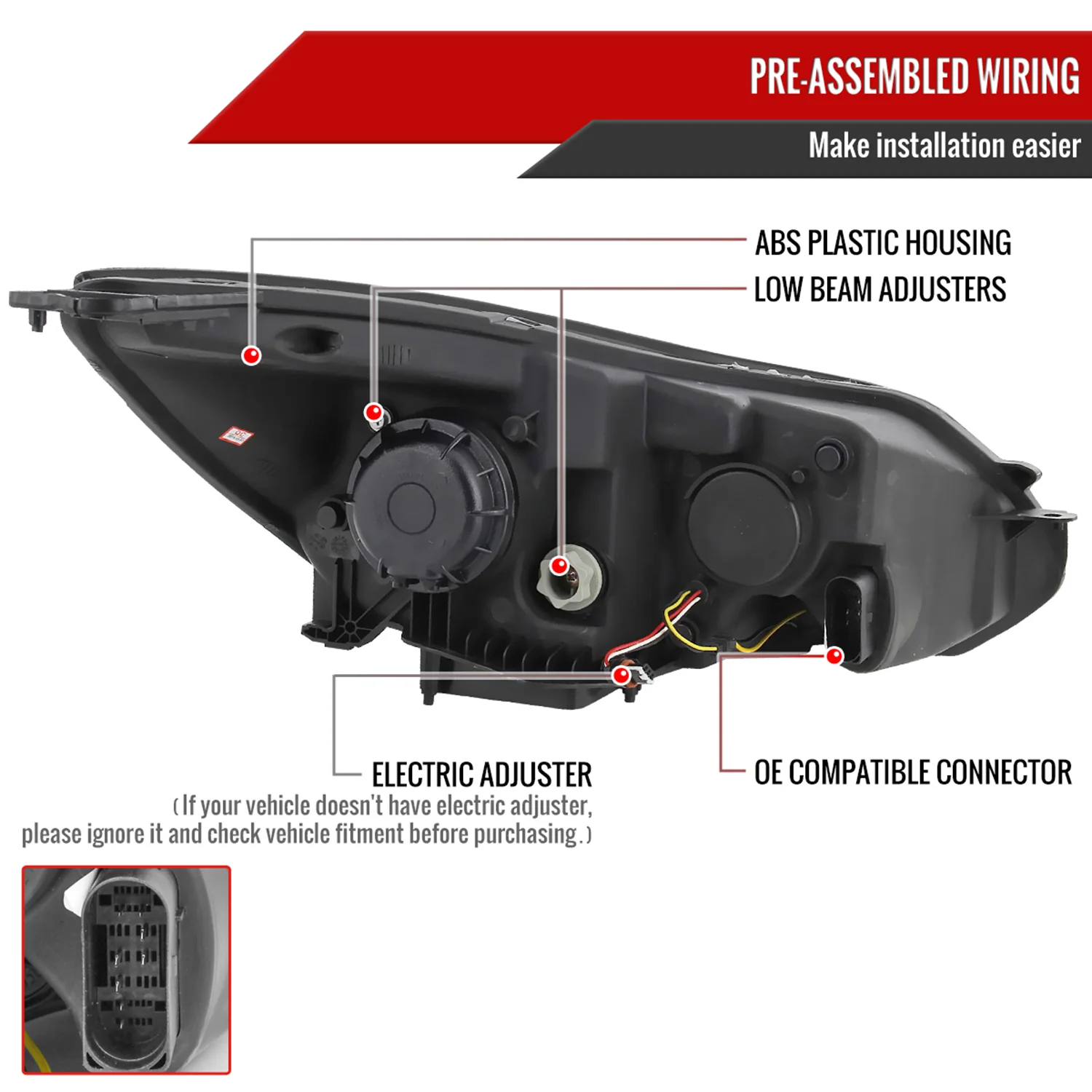 2012-2014 Ford Focus Projector Headlights LED Light & LED Signal Lights Black - Image 7