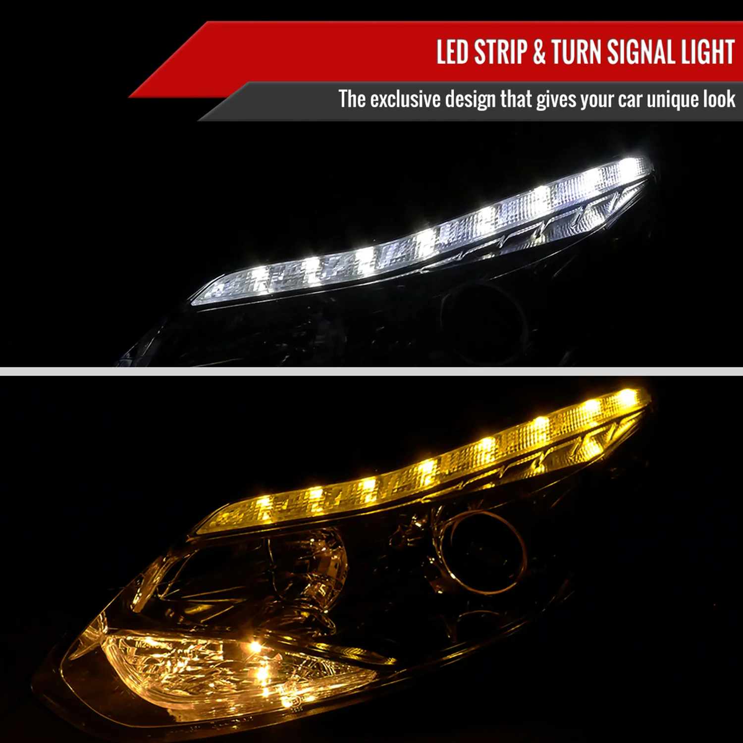 2012-2014 Ford Focus Projector Headlights LED Light &Turn Signal Lights Chrome - Image 2