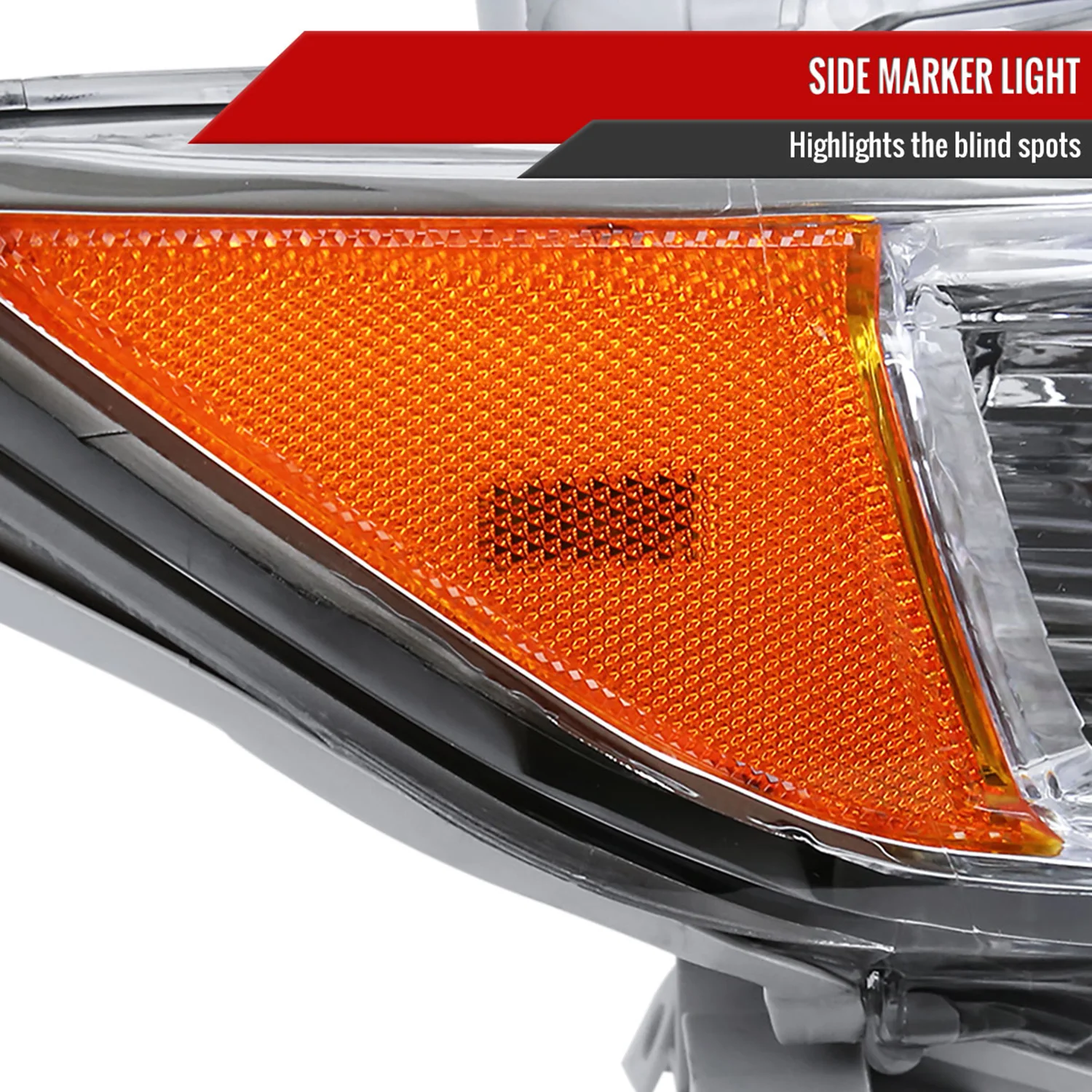 2012-2014 Toyota Camry Headlights Amber Reflectors Passenger Side Chrome - Image 6