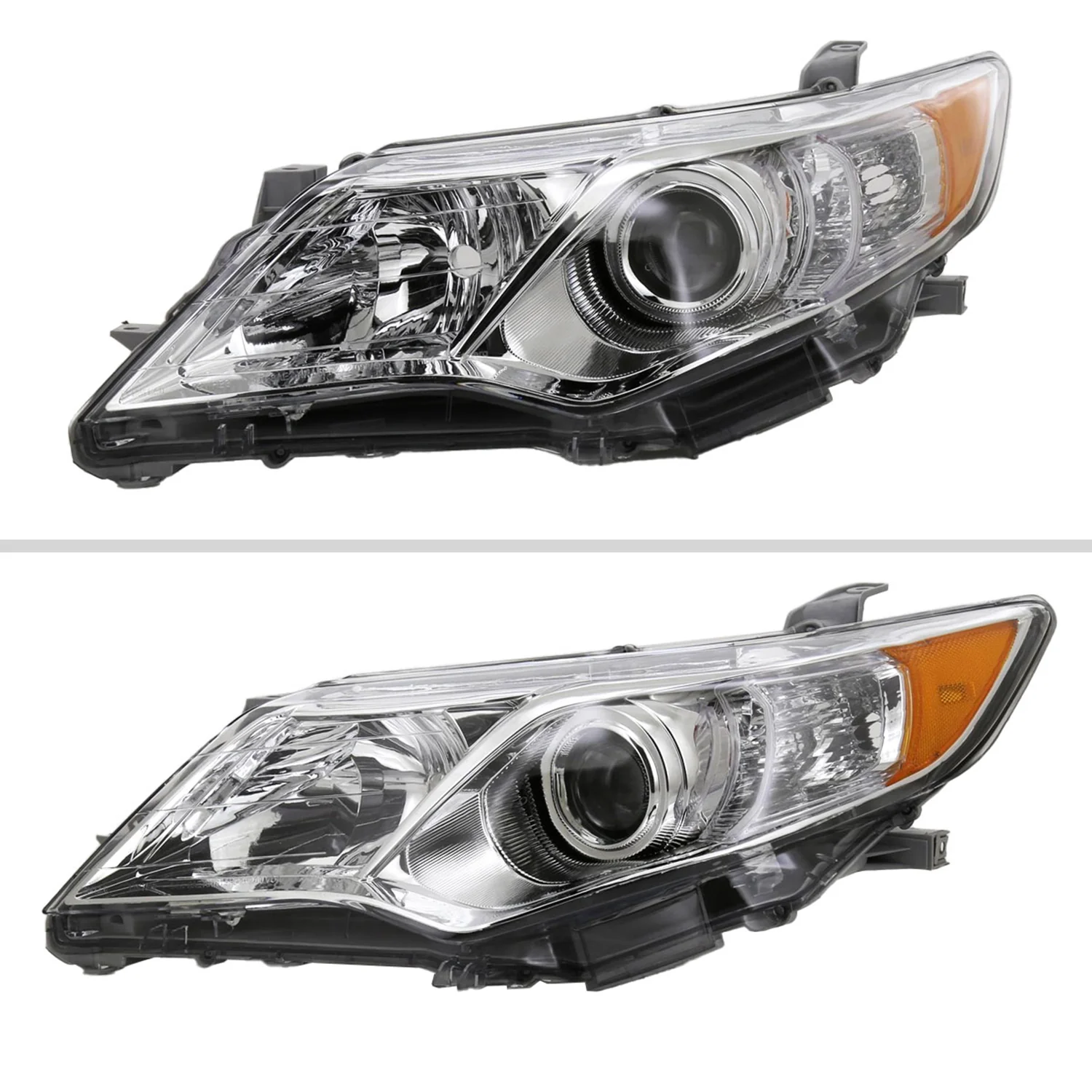 2012-2014 Toyota Camry Projector Headlights w/ Amber Reflectors Chrome/Clear - Image 2