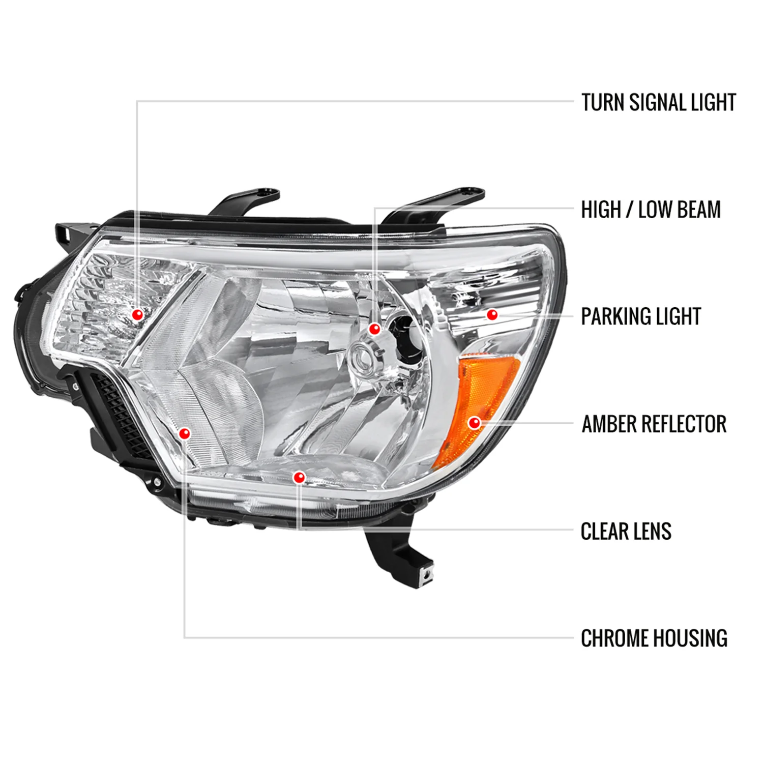 2012-2015 Toyota Tacoma Factory Style Headlights Chrome Housing/Clear Lens - Image 8