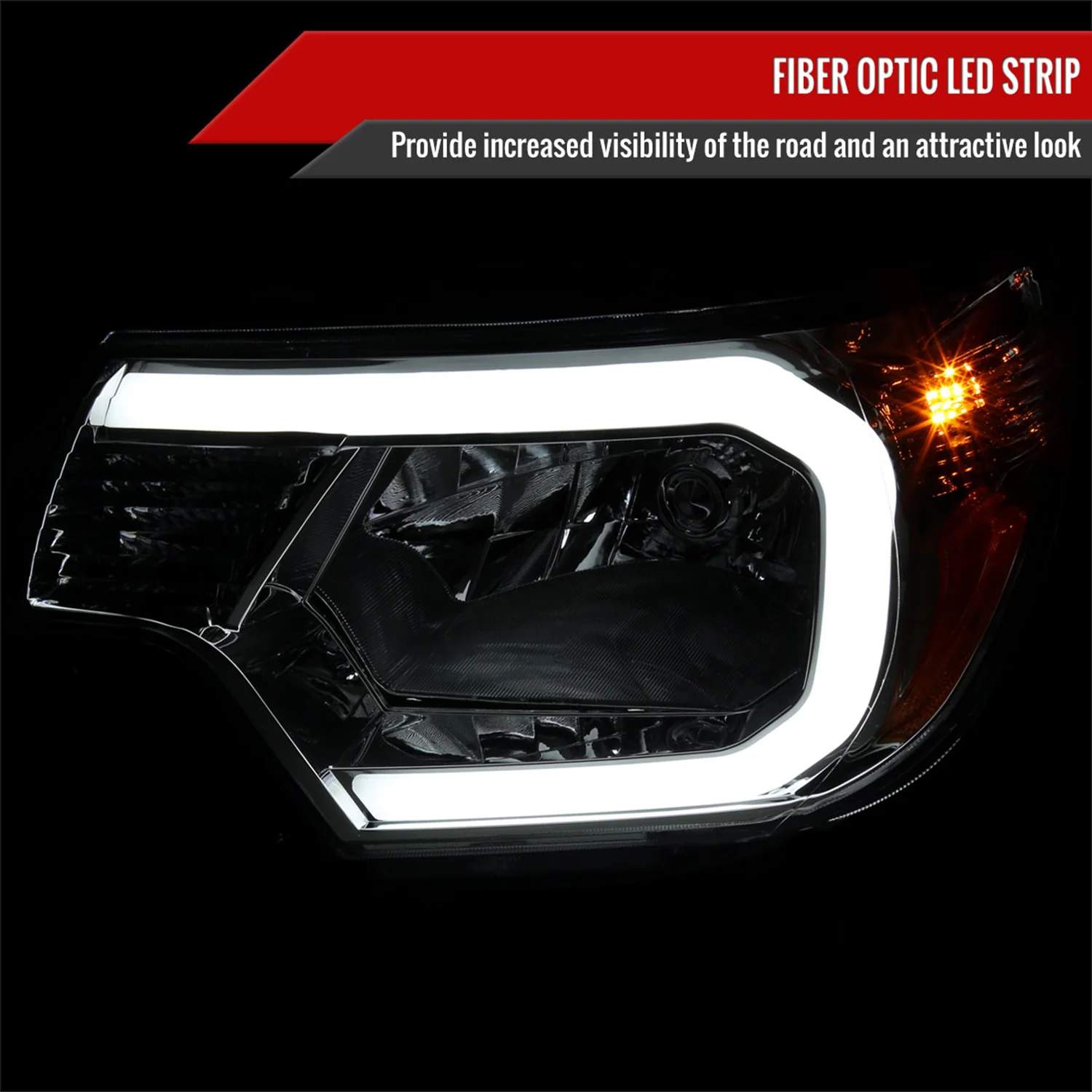 2012-2015 Toyota Tacoma LED Bar Factory Headlights Amber Reflector Chrome - Image 2