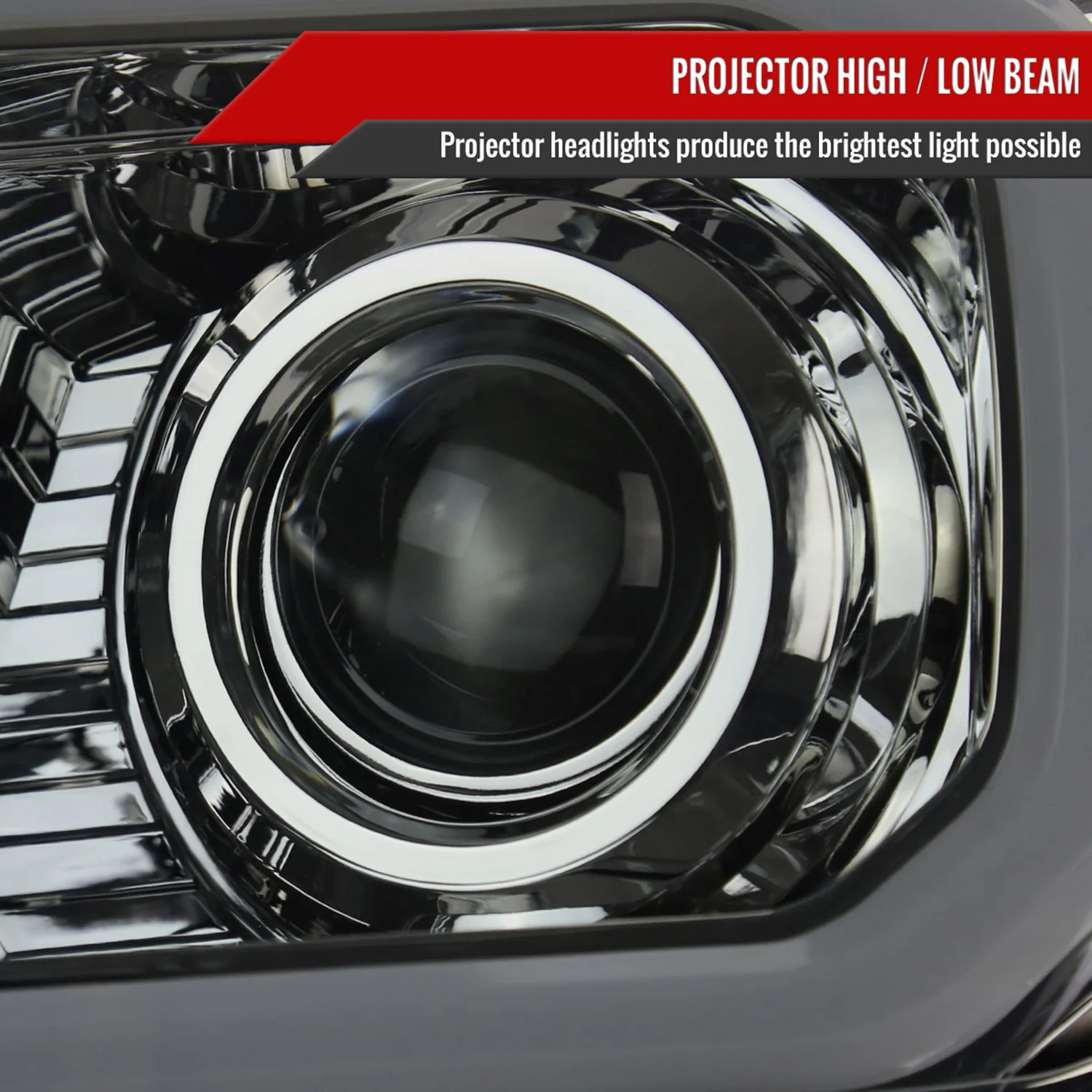 2012-2015 Toyota Tacoma LED C-Bar Headlights LED Parking Light Chrome/Smoke - Image 3