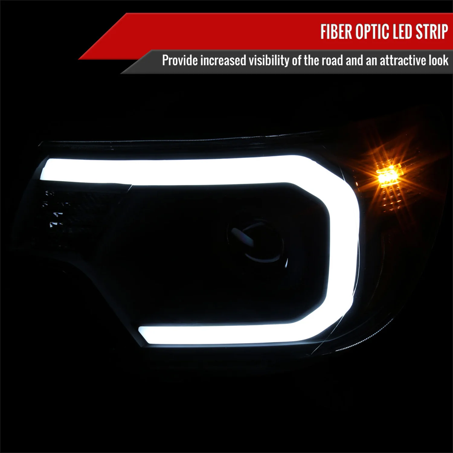 2012-2015 Toyota Tacoma LED CBar Projector Headlights LED Parking Light Black - Image 2
