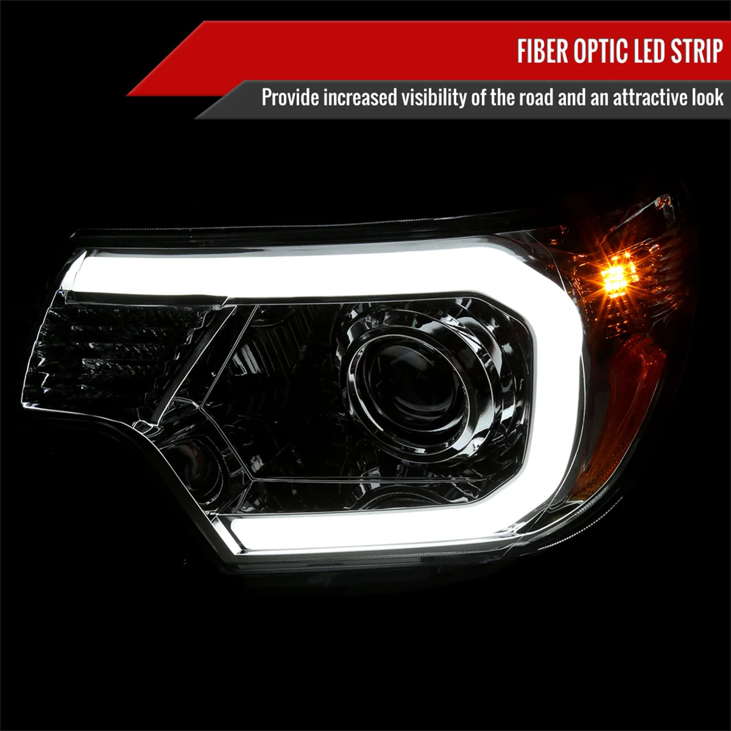 2012-2015 Toyota Tacoma LED CBar Projector Headlights LED Parking Light Chrome - Image 2