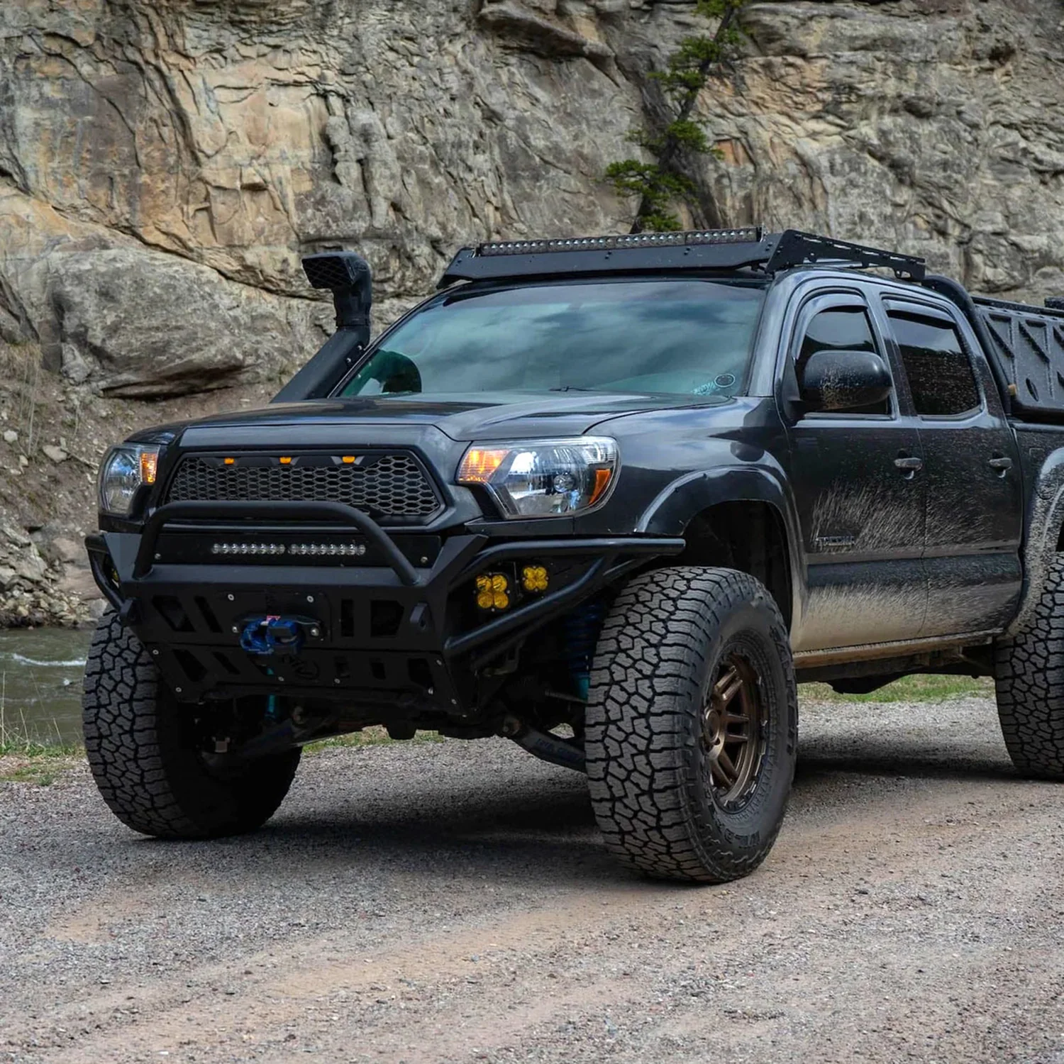 2012-2015 Toyota Tacoma Matte Black Mesh Replacement Grille w/ LED Lights - Image 10