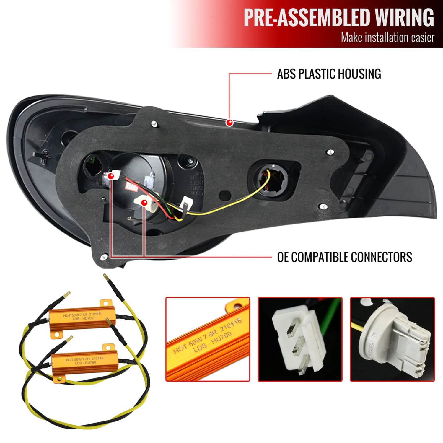2012-2016 Scion FRS/ Subaru BRZ/ Toyota 86 Red Bar LED Tail Lights Satin Black - Image 7