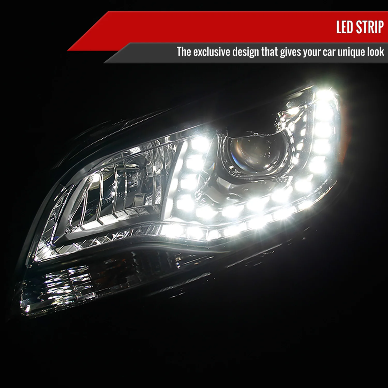 2013-2015 Chevy Malibu Projector Headlights Matte Black Housing/Clear Lens - Image 2