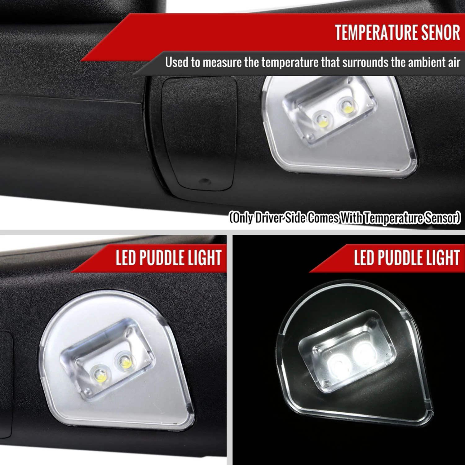 2013-2015 Dodge RAM Heated Towing Mirrors Clear Lens Turn & Puddle Lights - Image 4