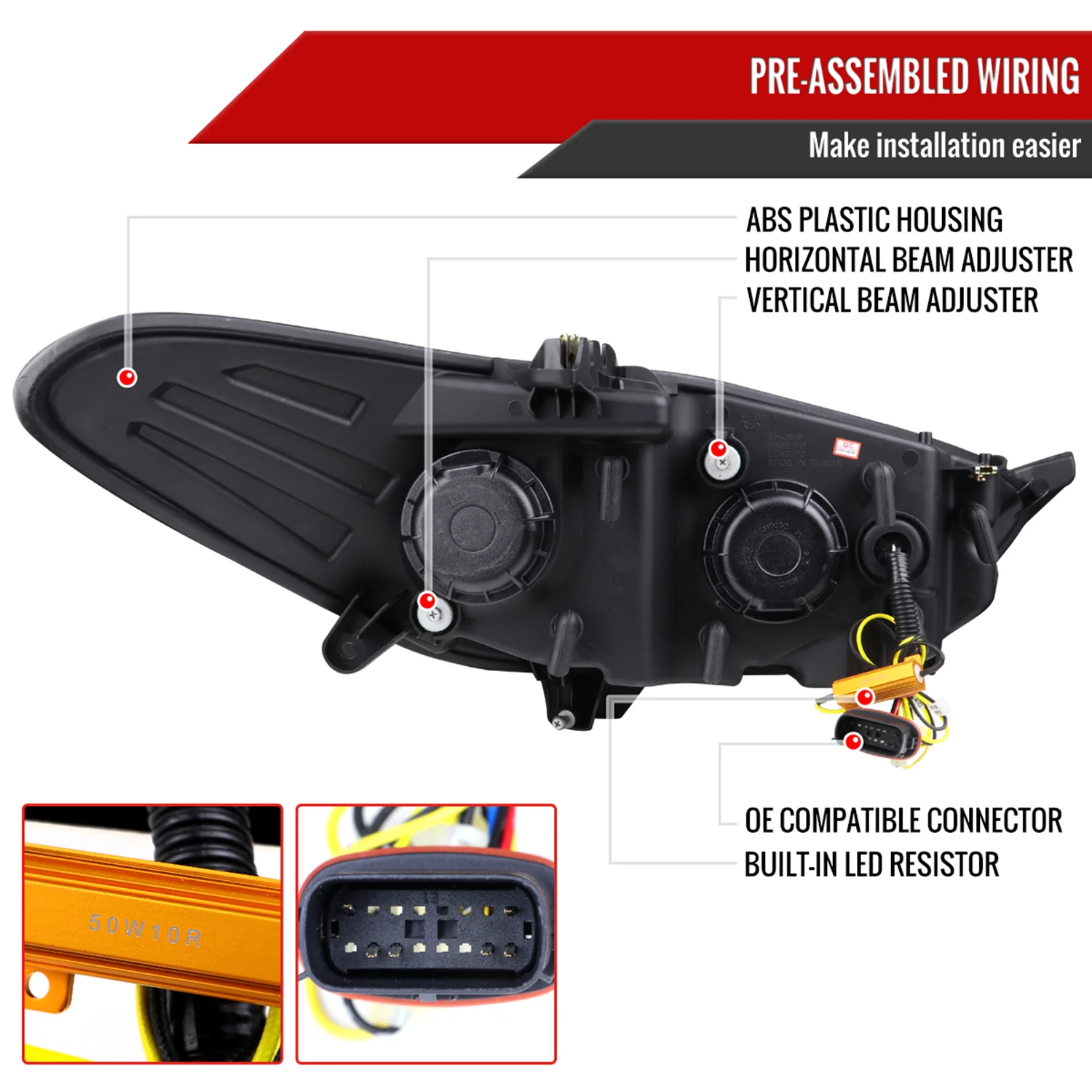 2013-2016 Ford Fusion Sequential Turn Signal Projector Headlights Chrome - Image 7
