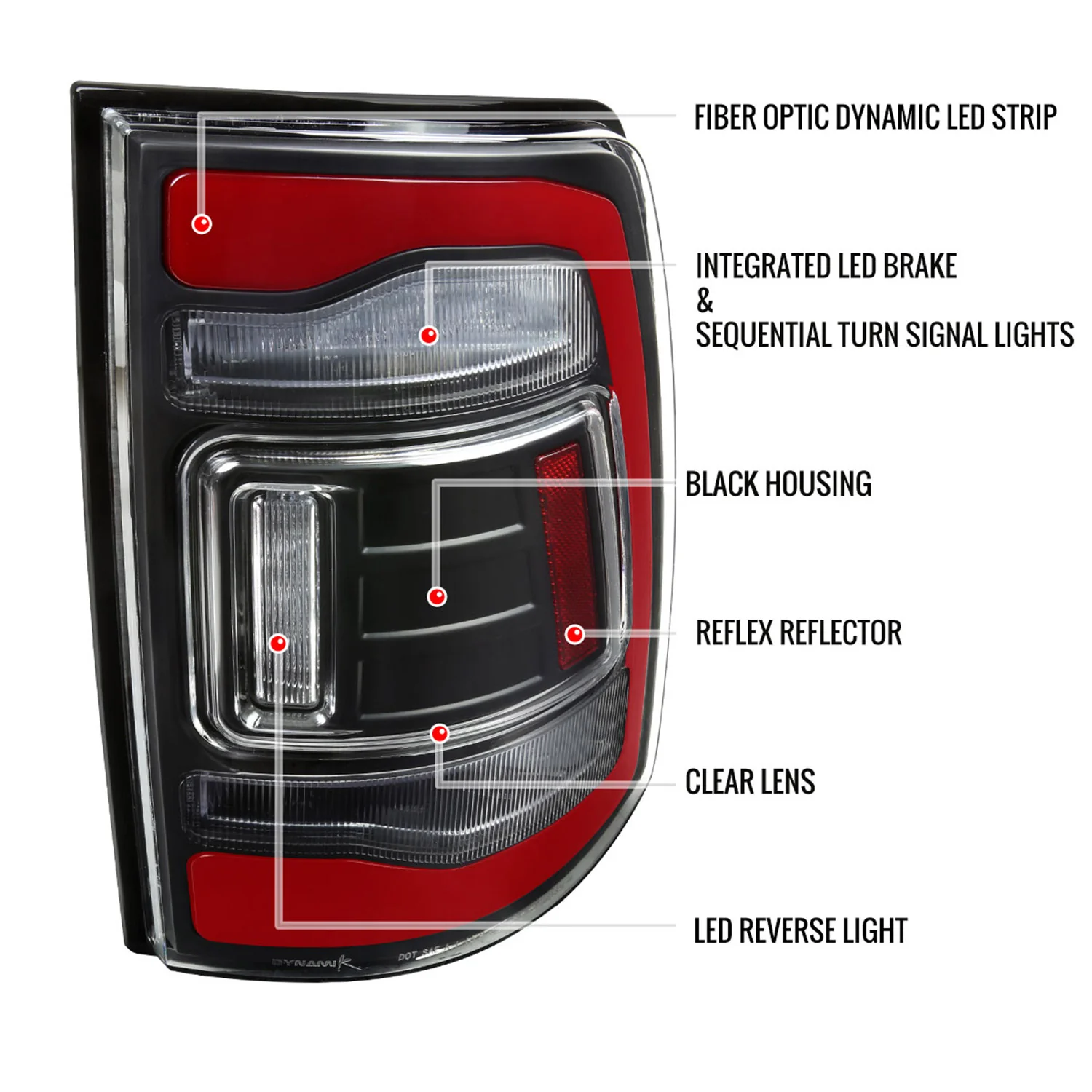 2013-2018 RAM 1500/2500/3500 Sequential Signal LED Tail Lights Black/Clear - Image 9