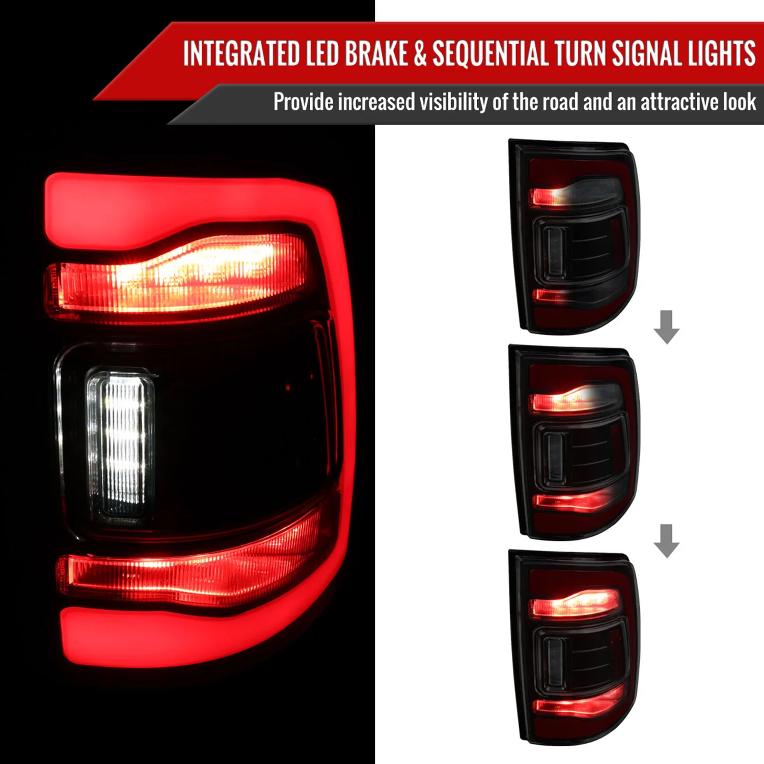2013-2018 RAM 1500/2500/3500 Signal LED Tail Lights Matt Black/Smoke - Image 2