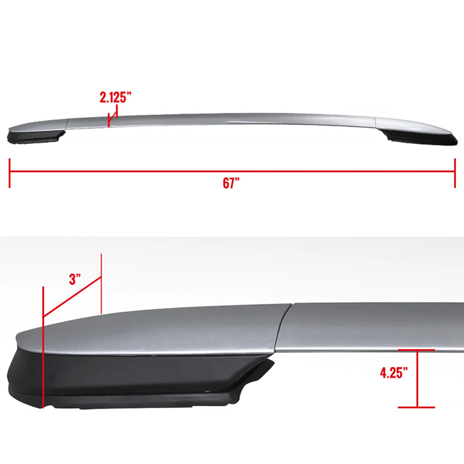 2013-2018 Toyota RAV4 Adjustable Roof Rack Cross Bars Silver - Image 2