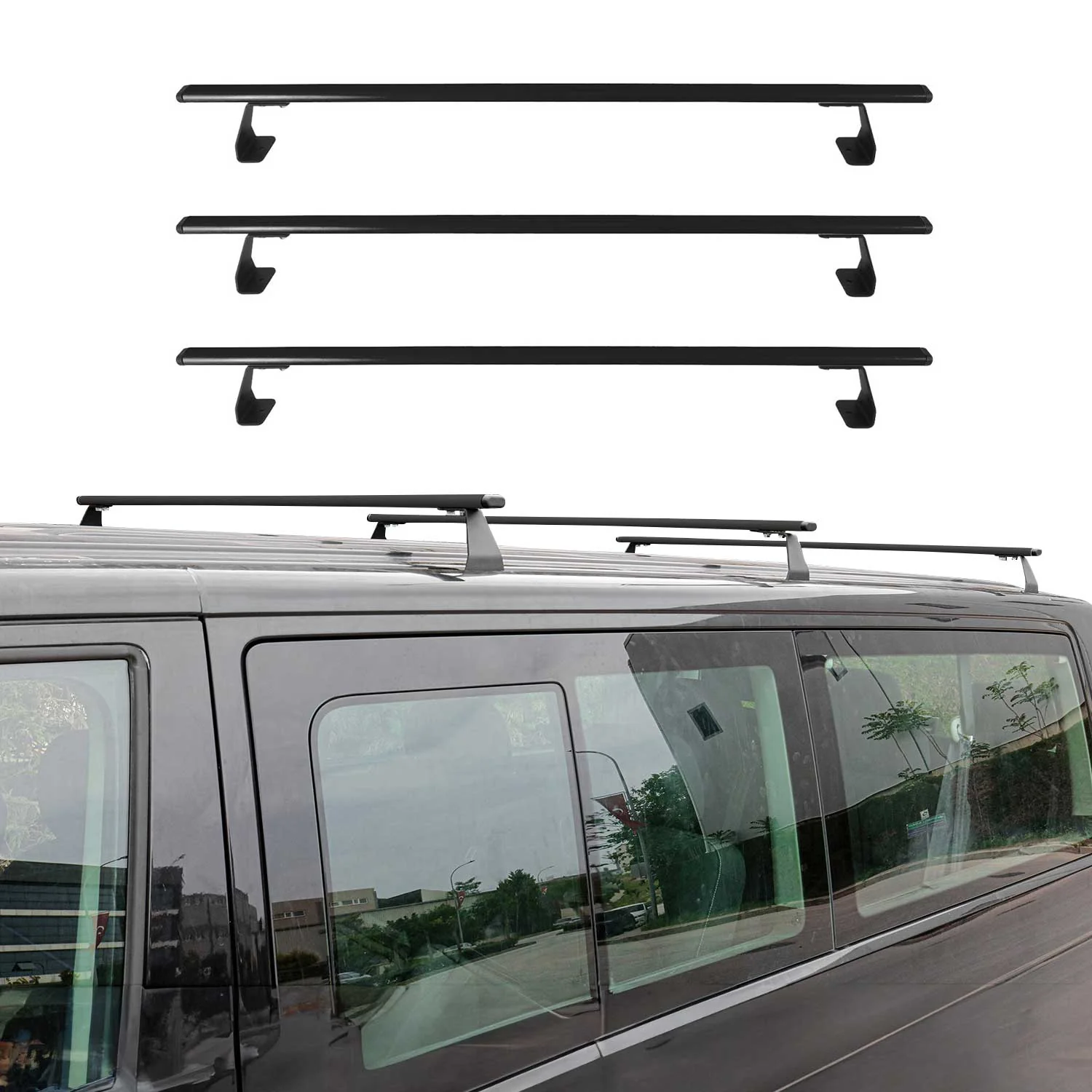 2013-2021 Nissan NV200 Roof Rack Cross Bars 3Pcs Black - Image 2