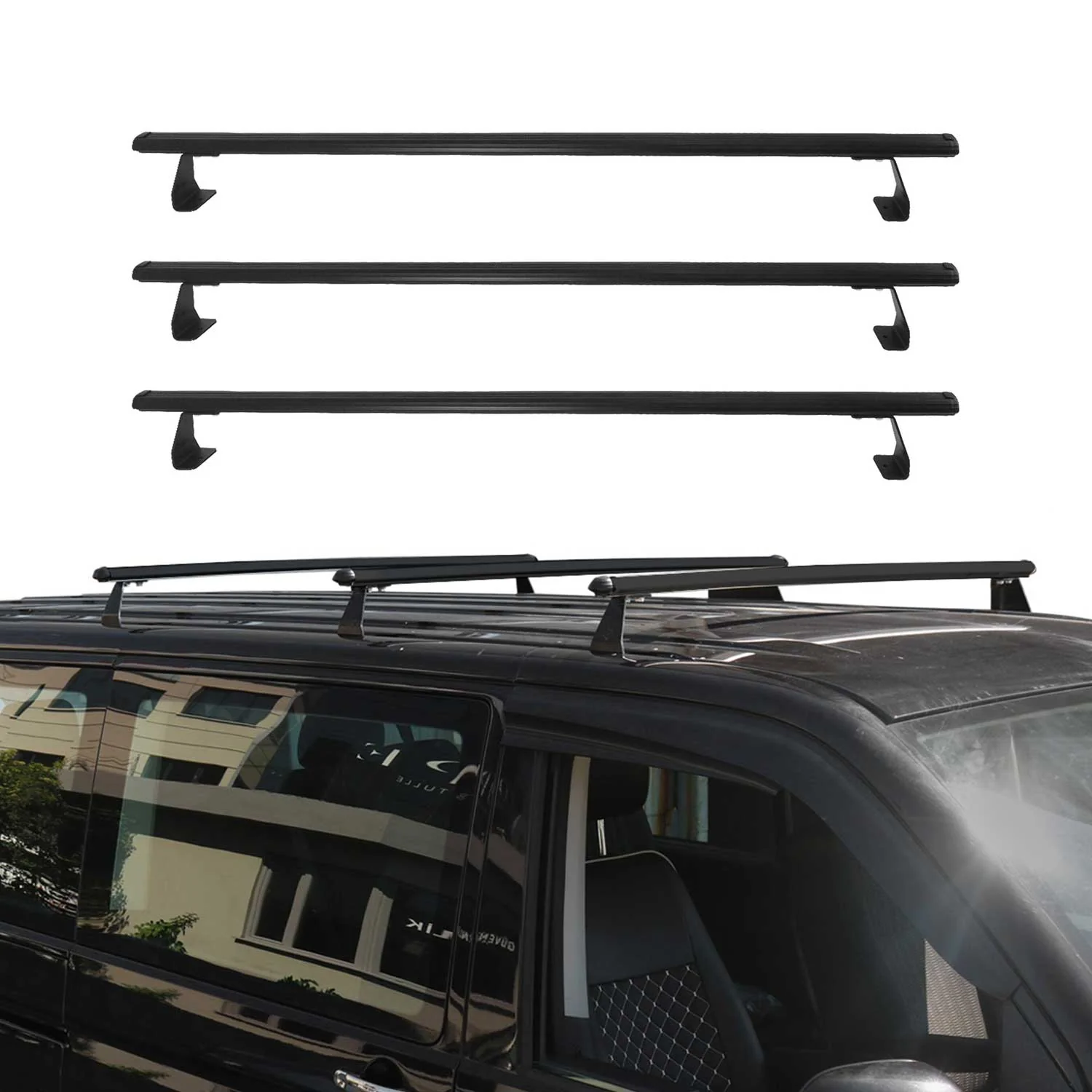 2013-2021 Nissan NV200 Roof Rack Cross Bars Luggage Carrier Aluminium Black 3 Pcs - Image 2