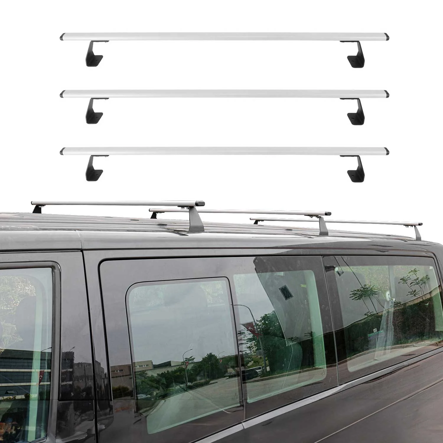 2013-2021 Nissan NV200 Roof Rack Cross Bars Luggage Carrier Steel Silver 3 Pcs - Image 2