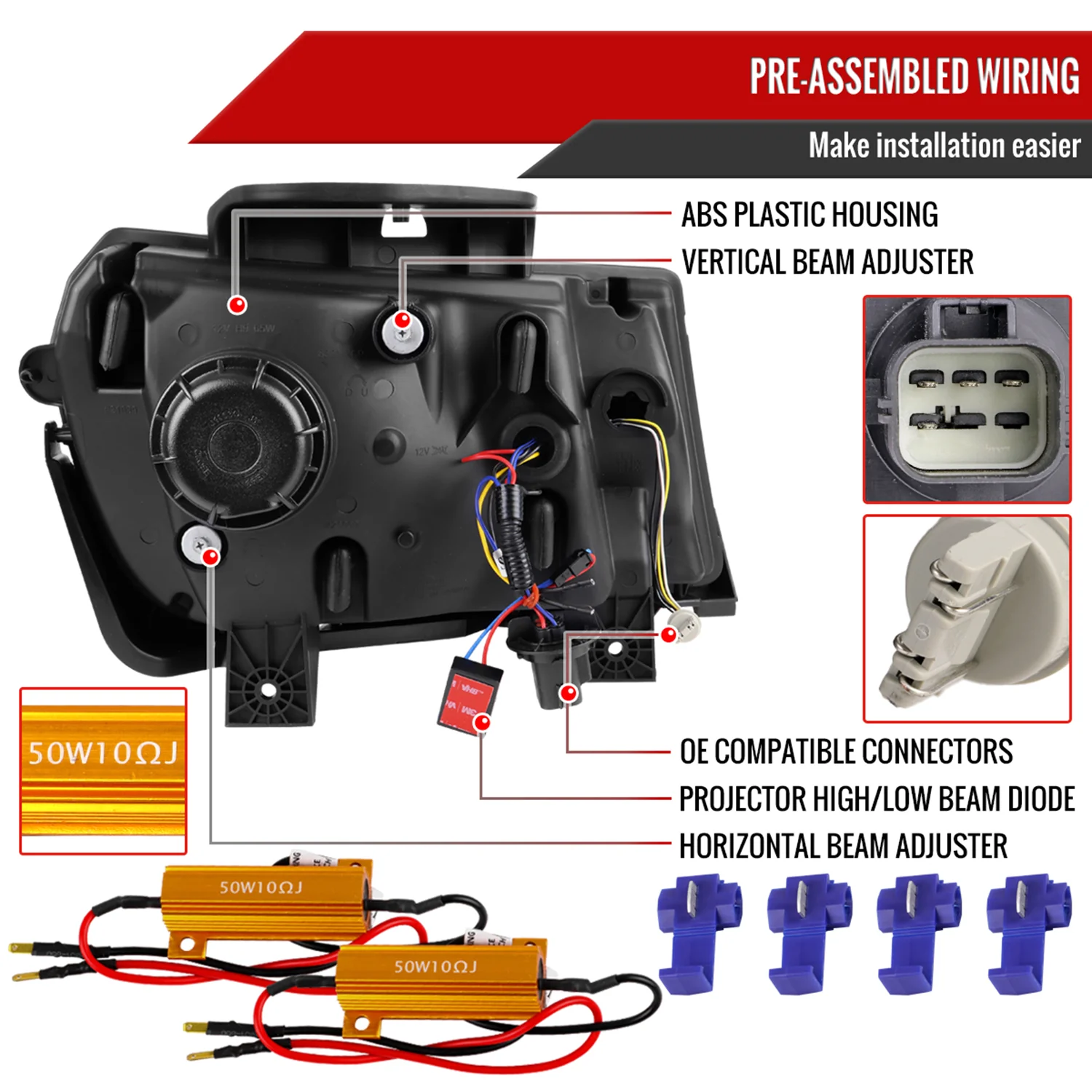2014-2015 Chevy Camaro LED Projector Headlights Turn Signal Lights Black - Image 7