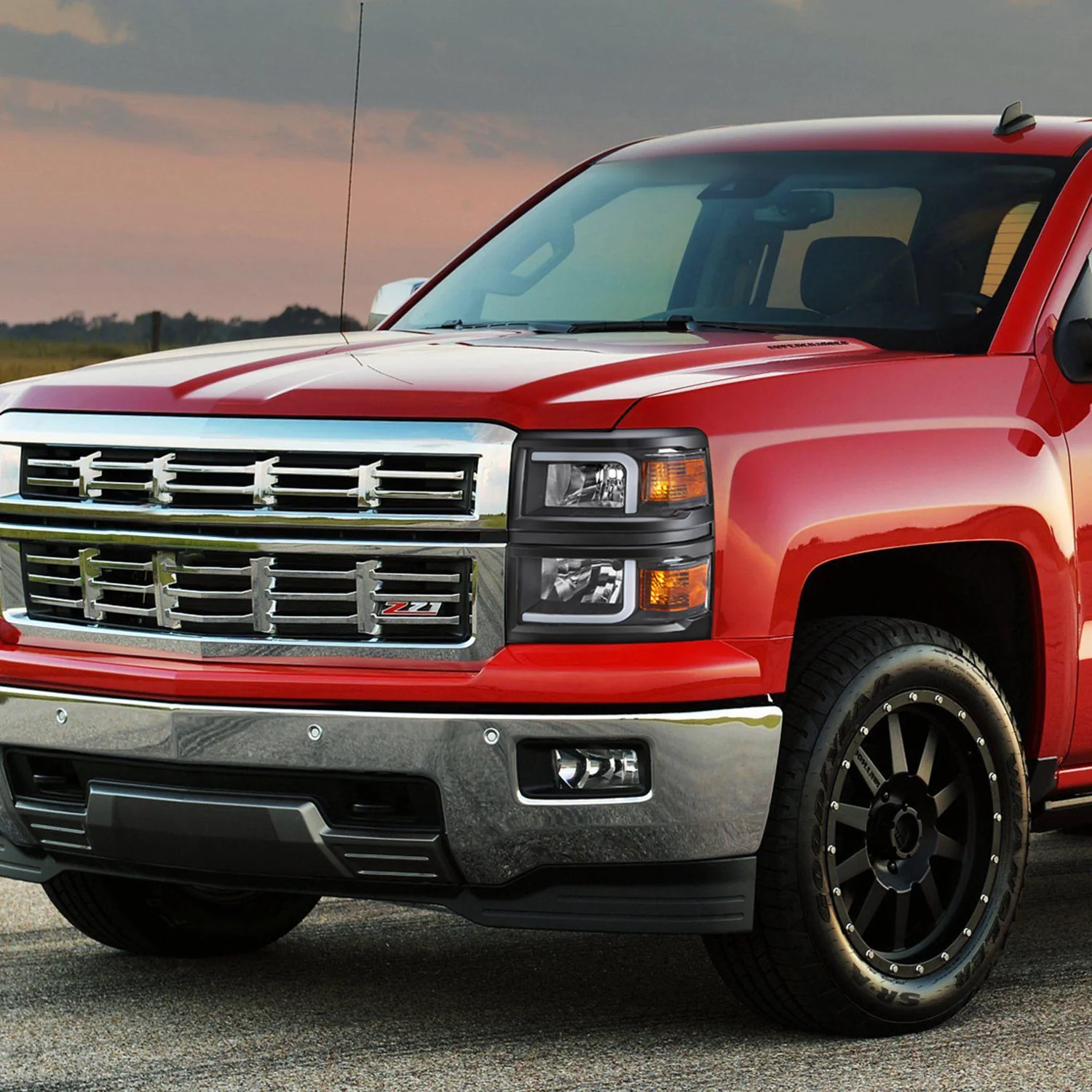 2014-2015 Chevy Silverado 1500 LED Bar Factory Headlights - Black Matt Black - Image 10