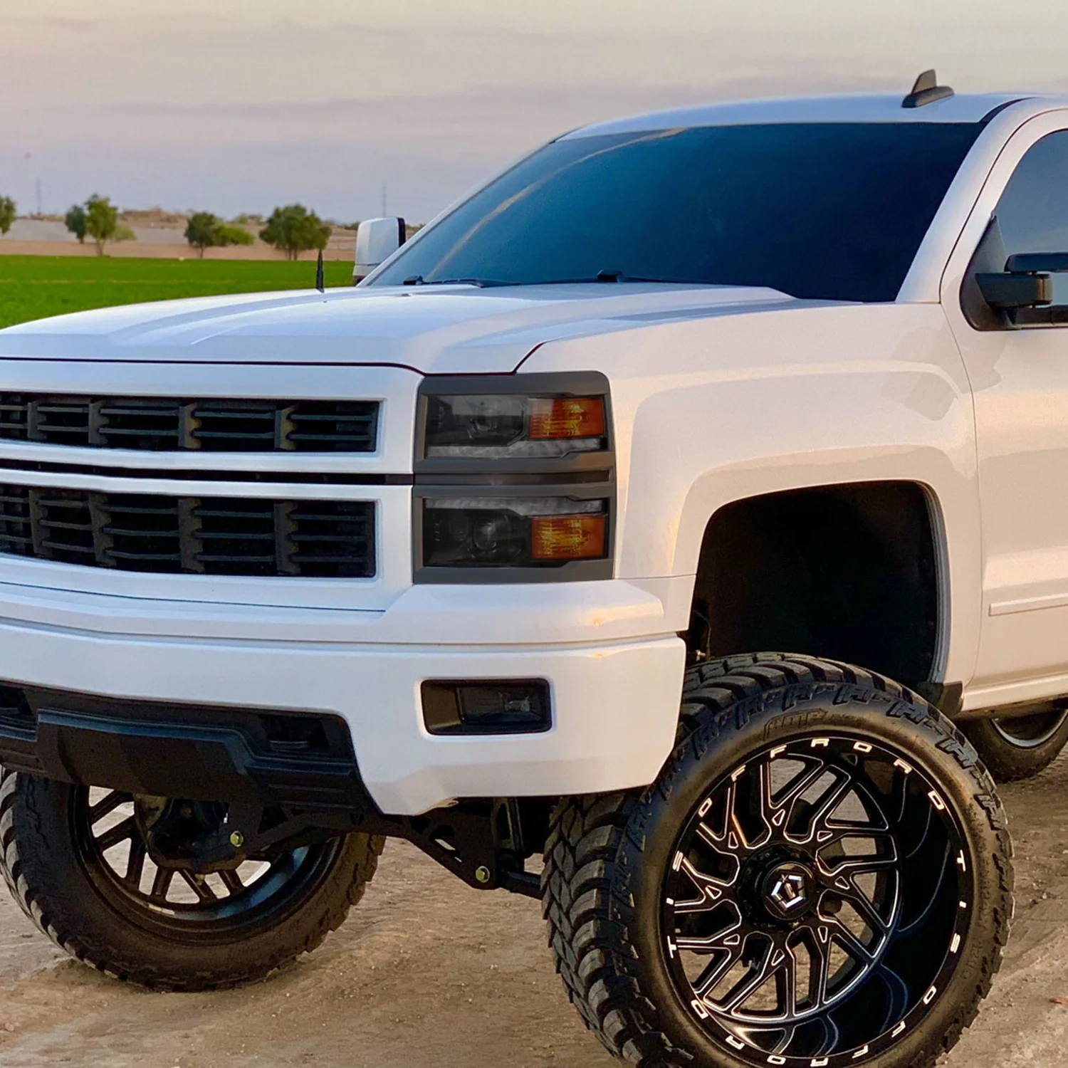 2014-2015 Chevy Silverado 1500 LED Bar Projector Headlights Smoke/Smoke Trim - Image 9