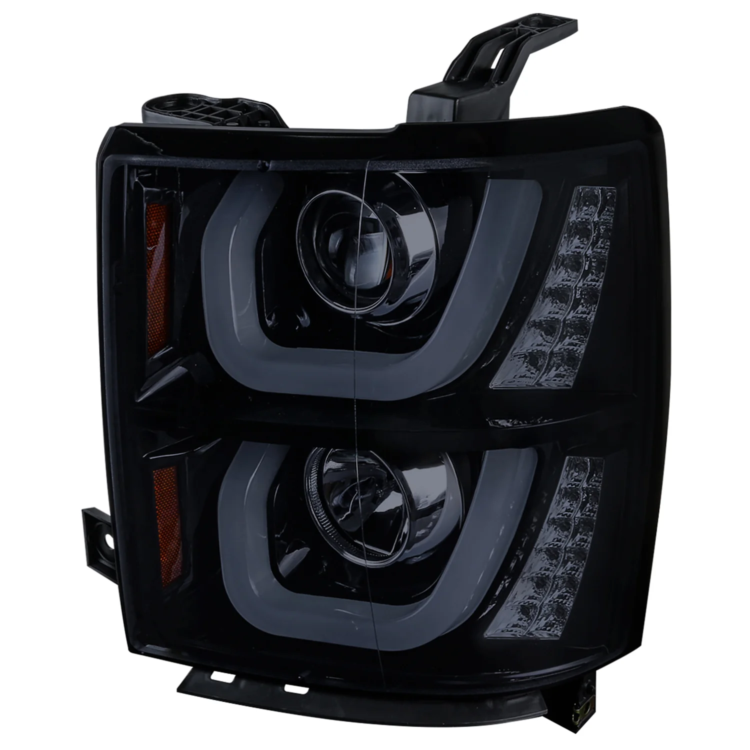 2014-2015 Chevy Silverado 1500 LED U-Bar Headlights LED Signal Lights Smoke - Image 6
