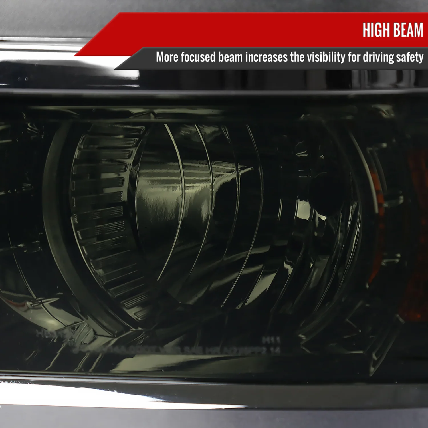 2014-2015 Chevy Silverado 1500 Projector Headlights Glossy Black/Smoke/Chrome - Image 4