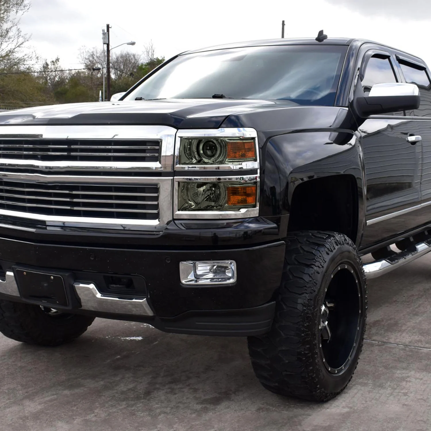 2014-2015 Chevy Silverado 1500 Projector Headlights Trim Chrome/Light Smoke - Image 9