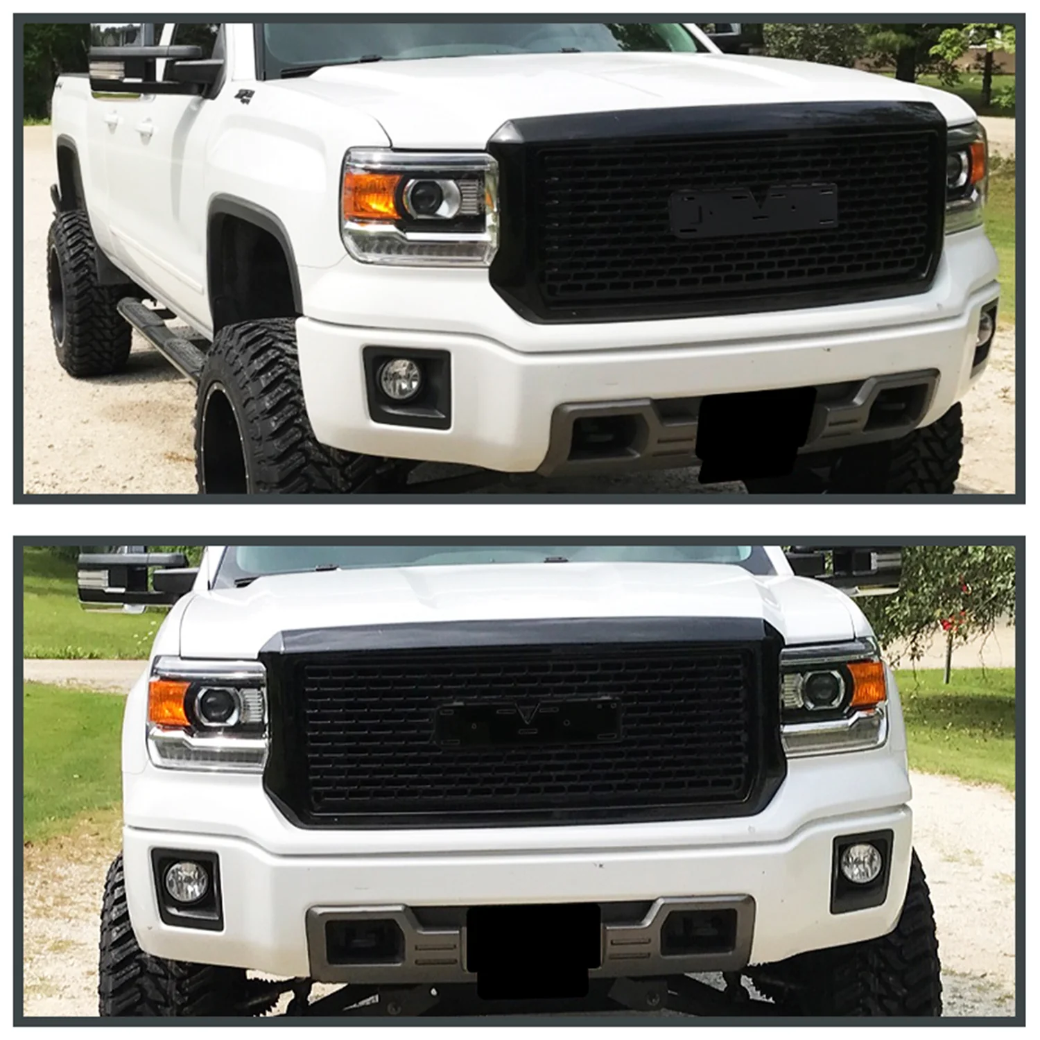 2014-2015 GMC Sierra 1500 Glossy Black ABS Denali Style Square Mesh Grille - Image 8