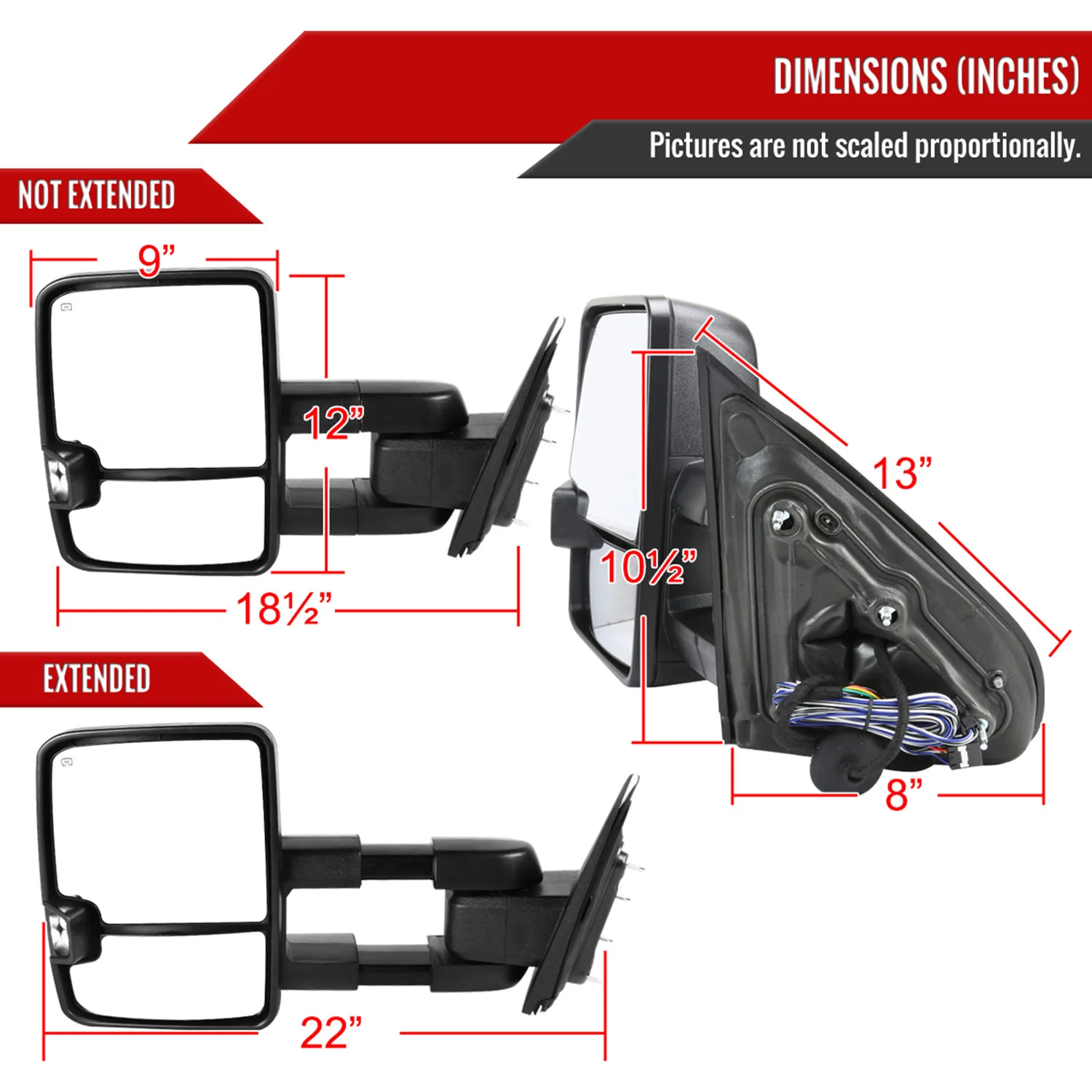 2014-2016 Chevy Silverado/GMC Sierra Heated ATS Manual Towing Mirrors Smoke - Image 8