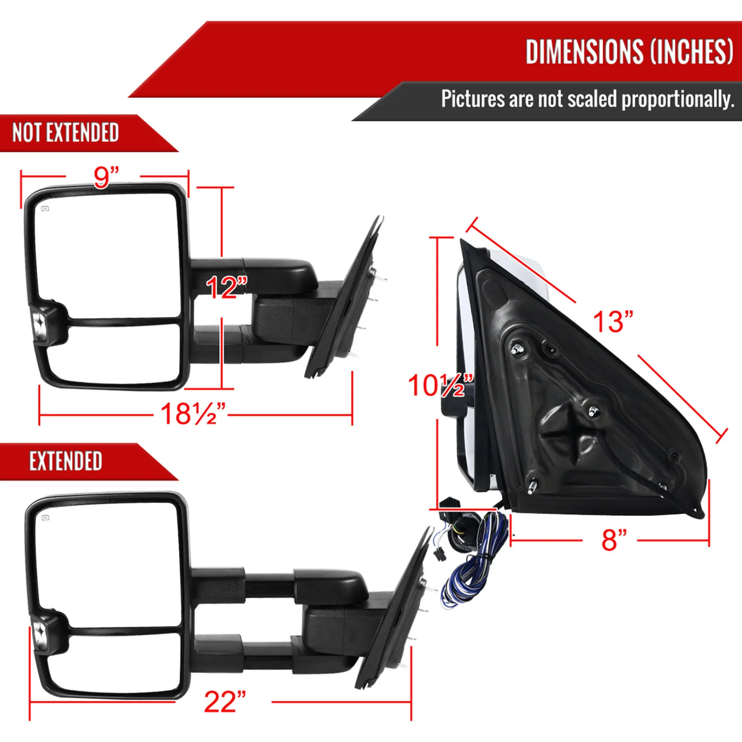2014-2016 Chevy Silverado/Sierra Heated ATS Manual Chrome Towing Mirrors Smoke - Image 8