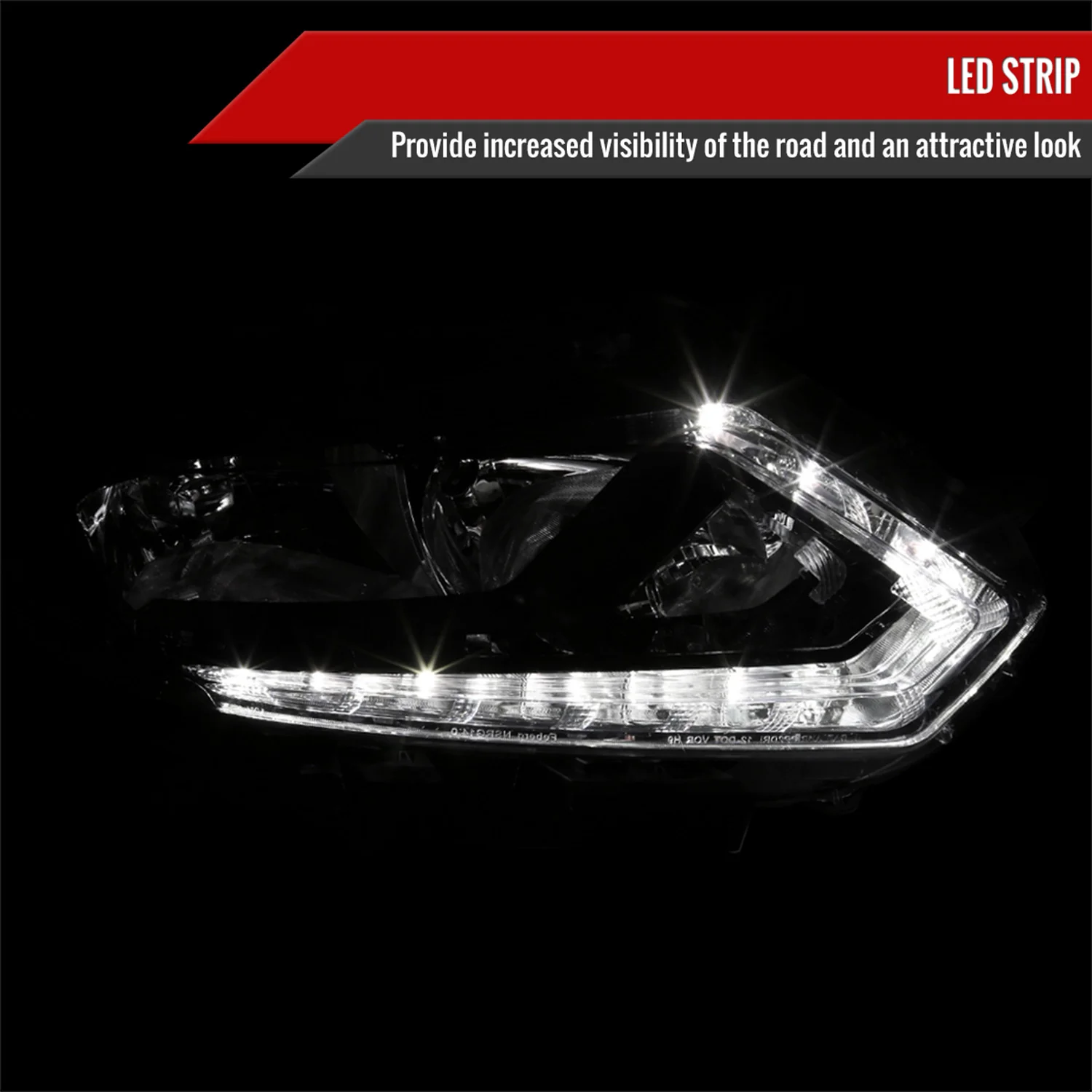 2014-2016 Nissan Rogue LED Strip Factory Passenger/Right Side Headlight Black - Image 2