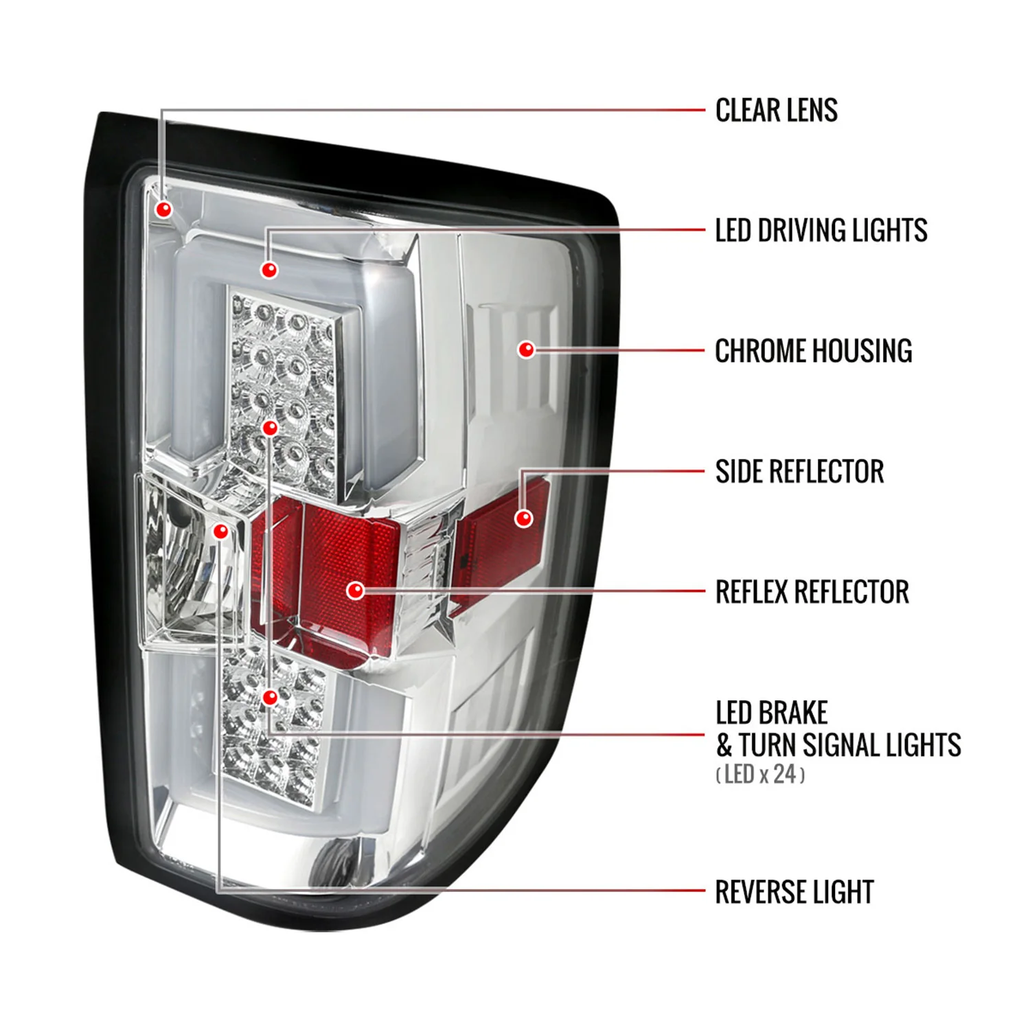 2014-2018 Chevy Silverado 1500 2500HD /Sierra 3500HD LED Tail Lights Chrome - Image 8