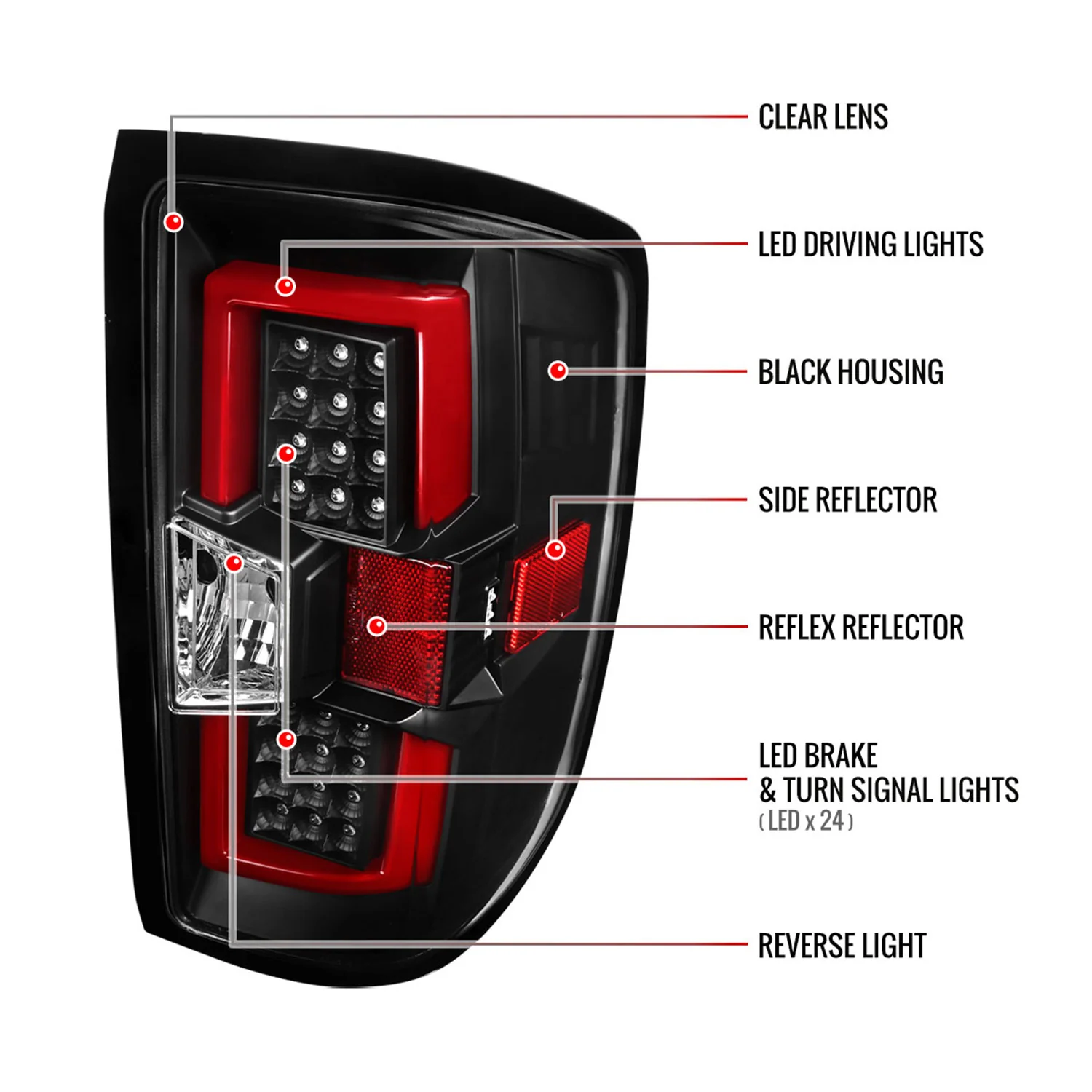 2014-2018 Chevy Silverado 1500 2500HD /Sierra 3500HD Red LED Tail Lights Black - Image 8