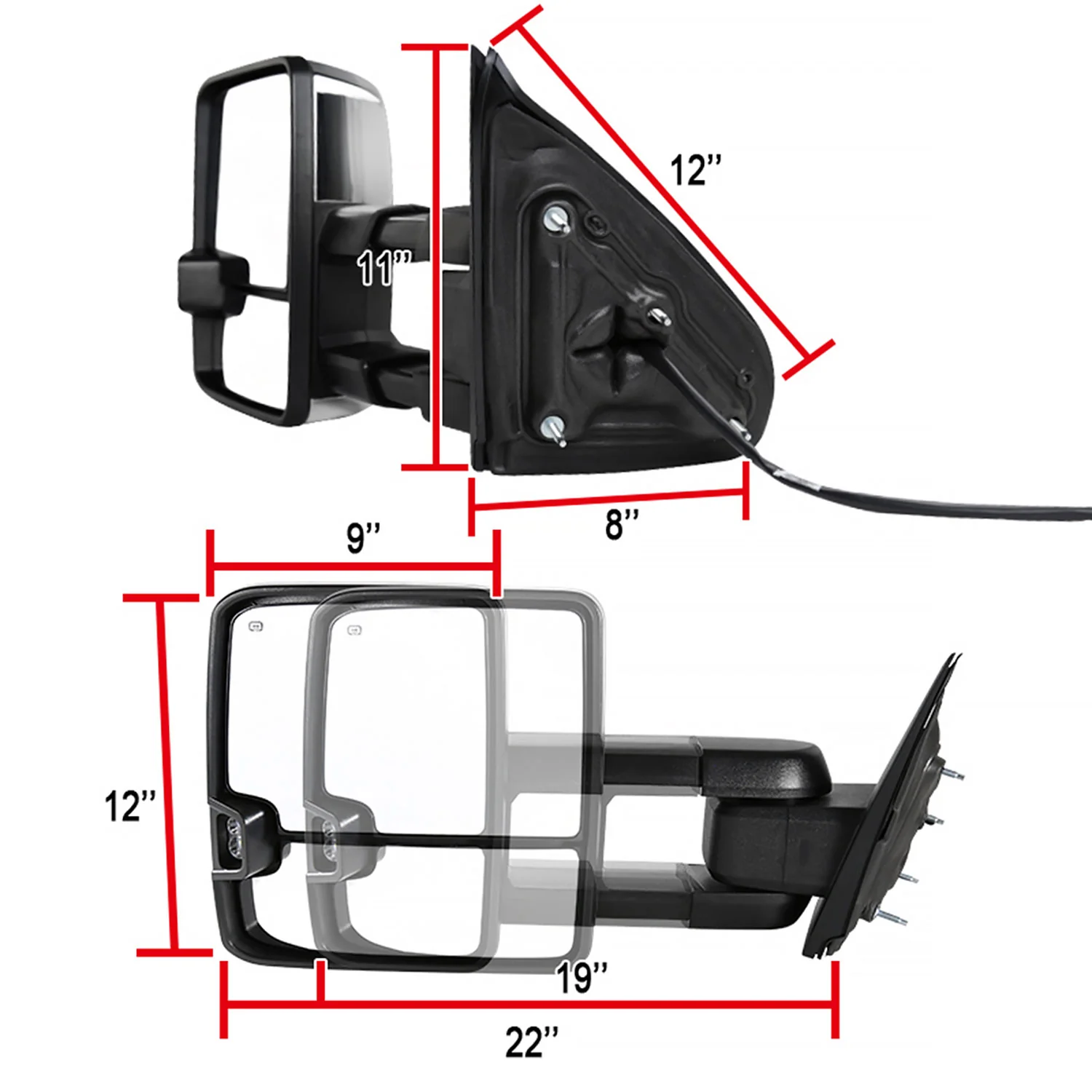 2014-2018 Chevy Silverado/GMC Sierra Heated Manual Chrome Towing Mirrors Amber - Image 7