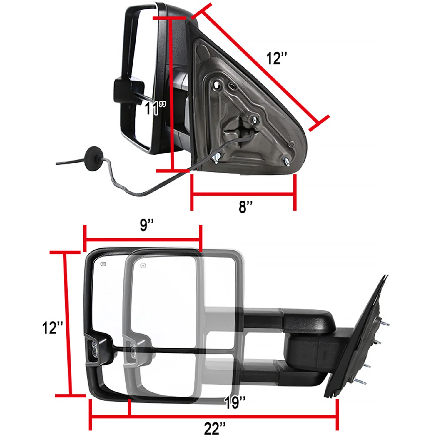 2014-2018 Chevy Silverado/ Sierra Folding Heated & Manual Side Mirrors Amber - Image 7
