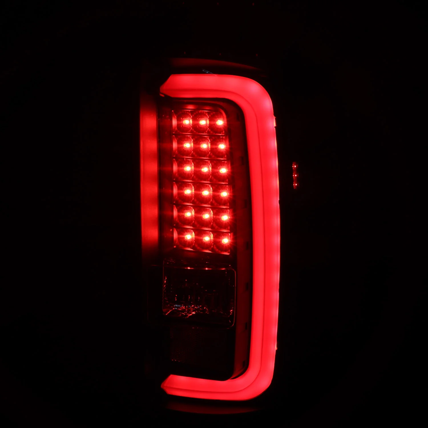 2014-2018 GMC Sierra 1500/2500HD/3500HD Red Bar LED Tail Lights Black/Clear - Image 2