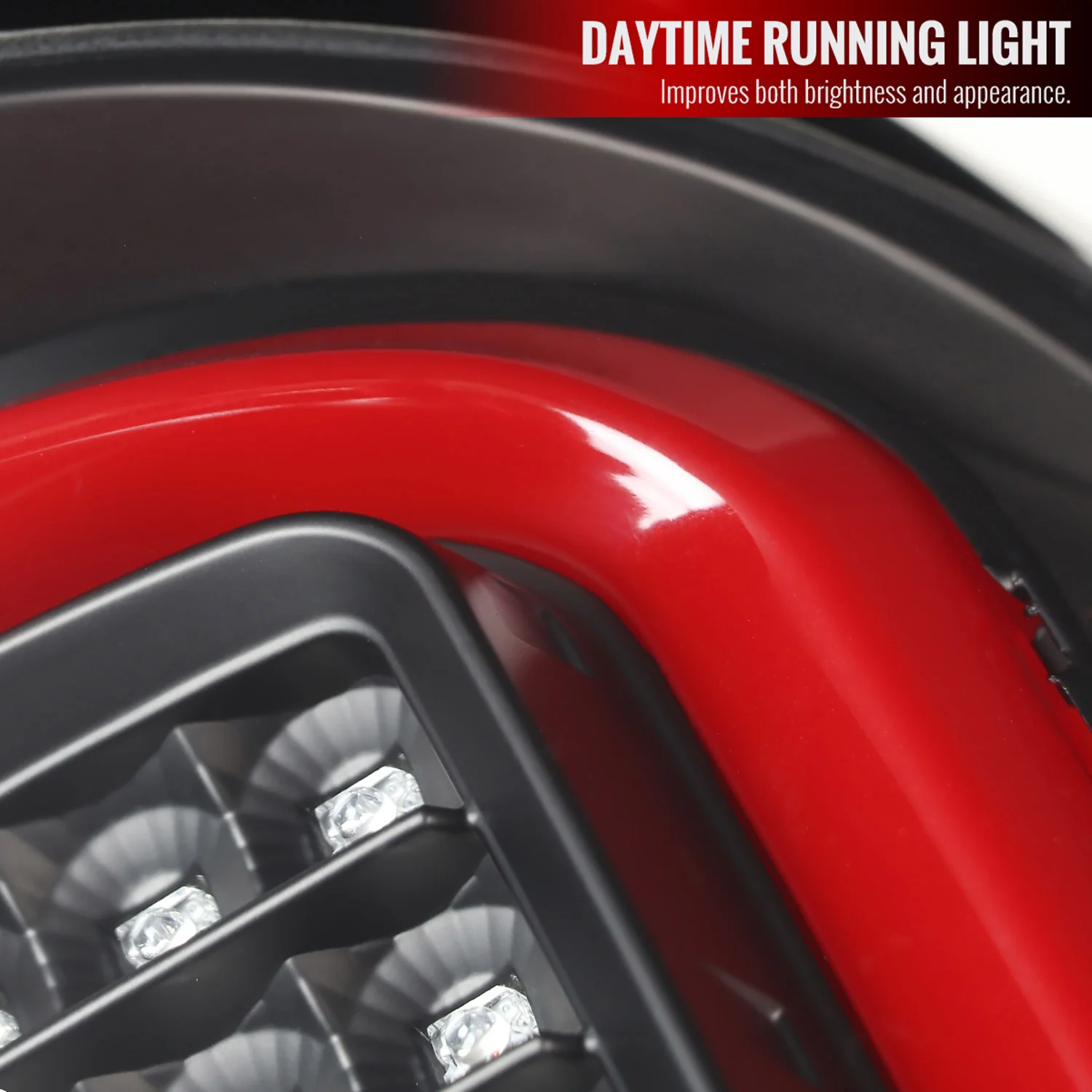 2014-2018 GMC Sierra 1500/2500HD/3500HD Red Bar LED Tail Lights Black/Clear - Image 3